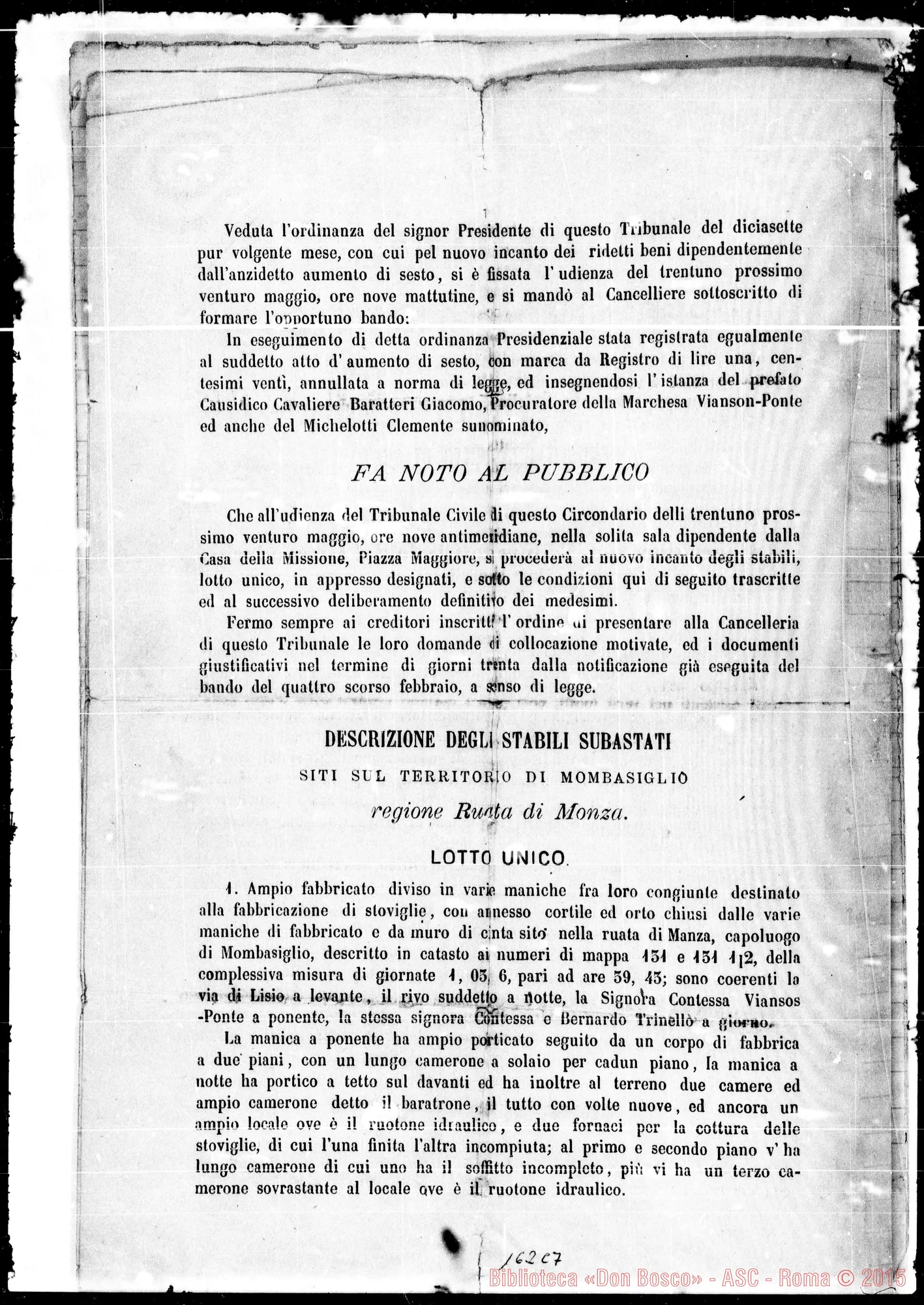 Fotogramma C 7 — Mombasilio: Bando Venale…