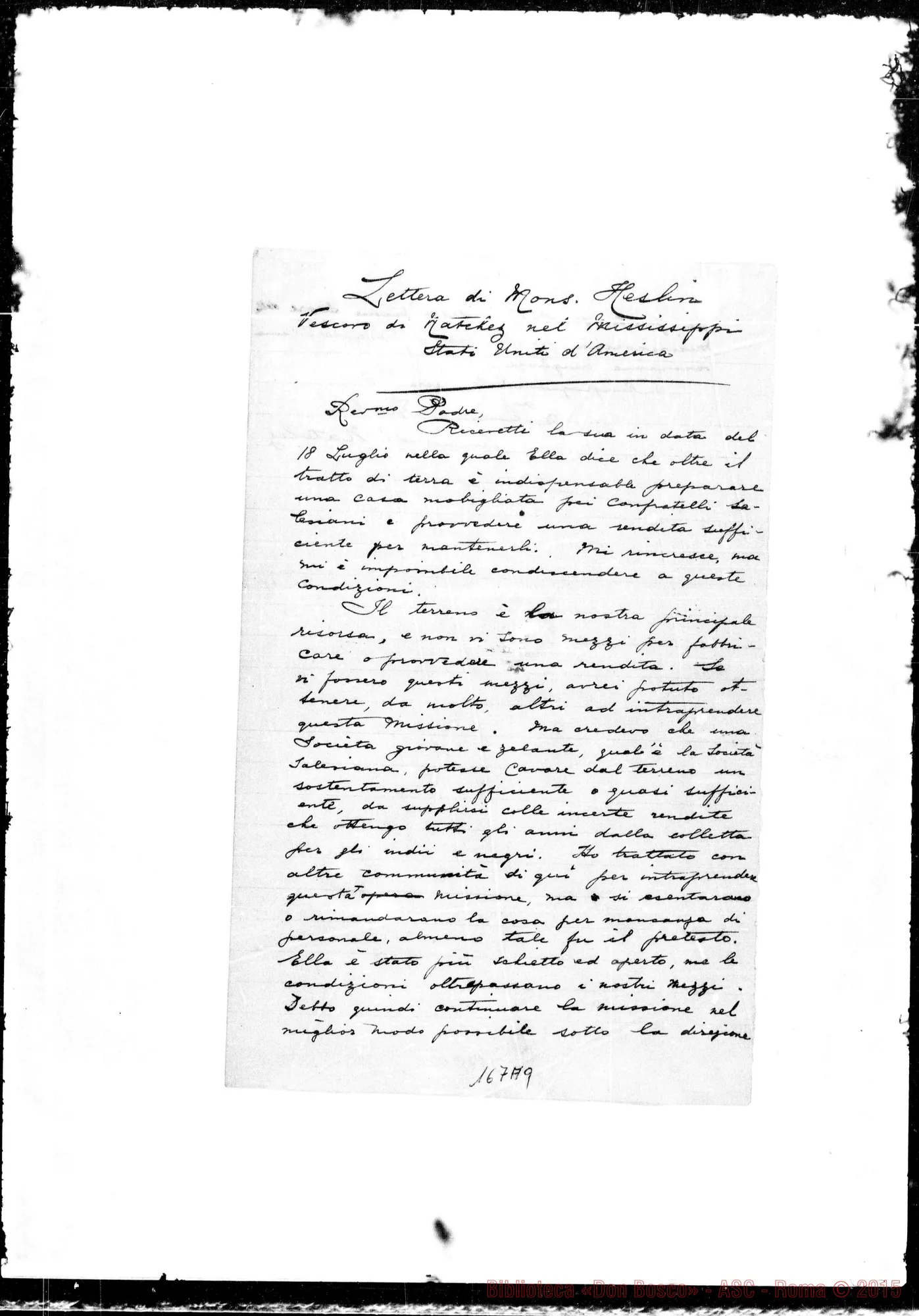 Fotogramma A 9 — Thomas Heslin, vesc. Natchez-Rev.mo Padre