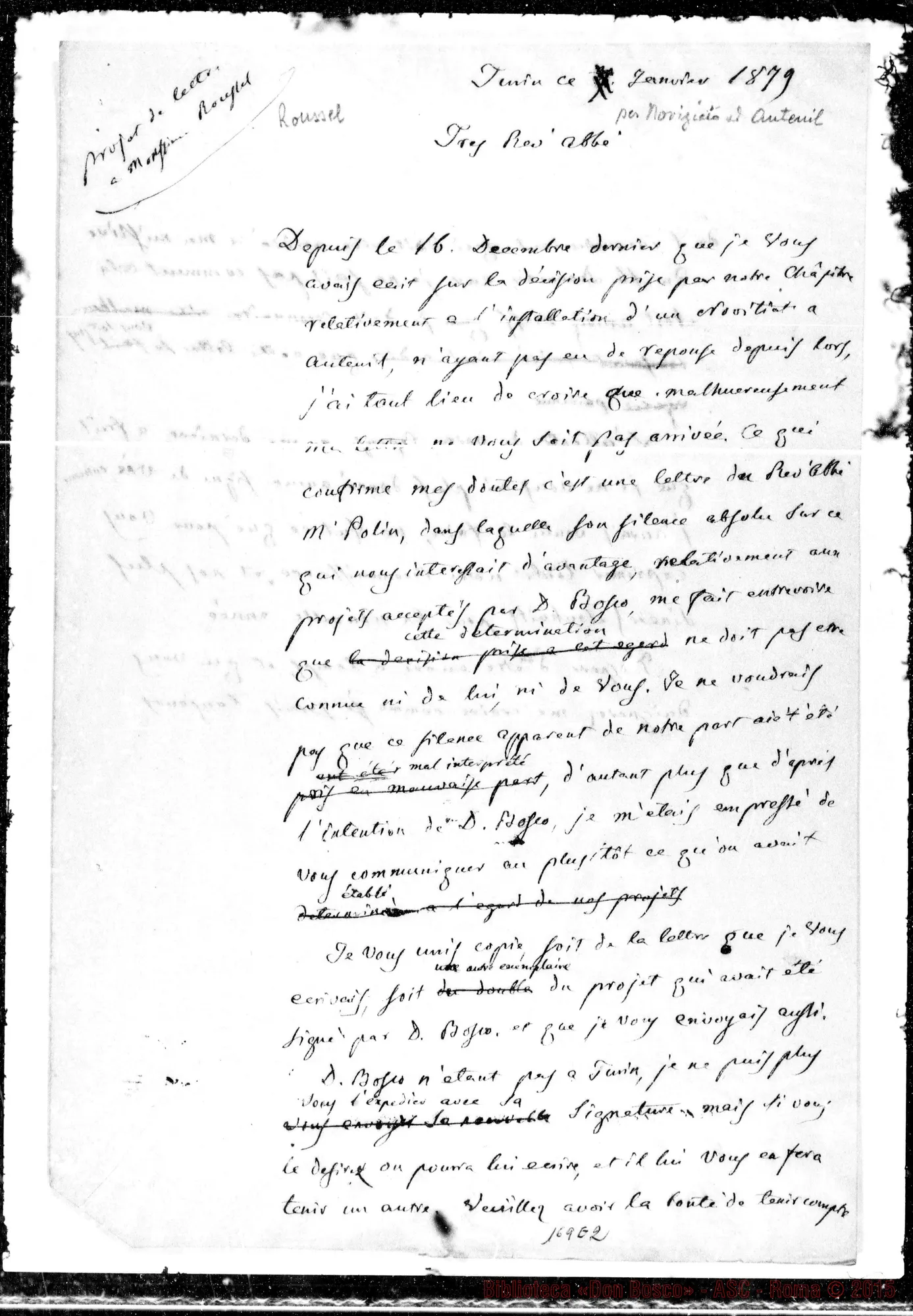 Fotogramma E 2 — Minuta di lettera A Roussel