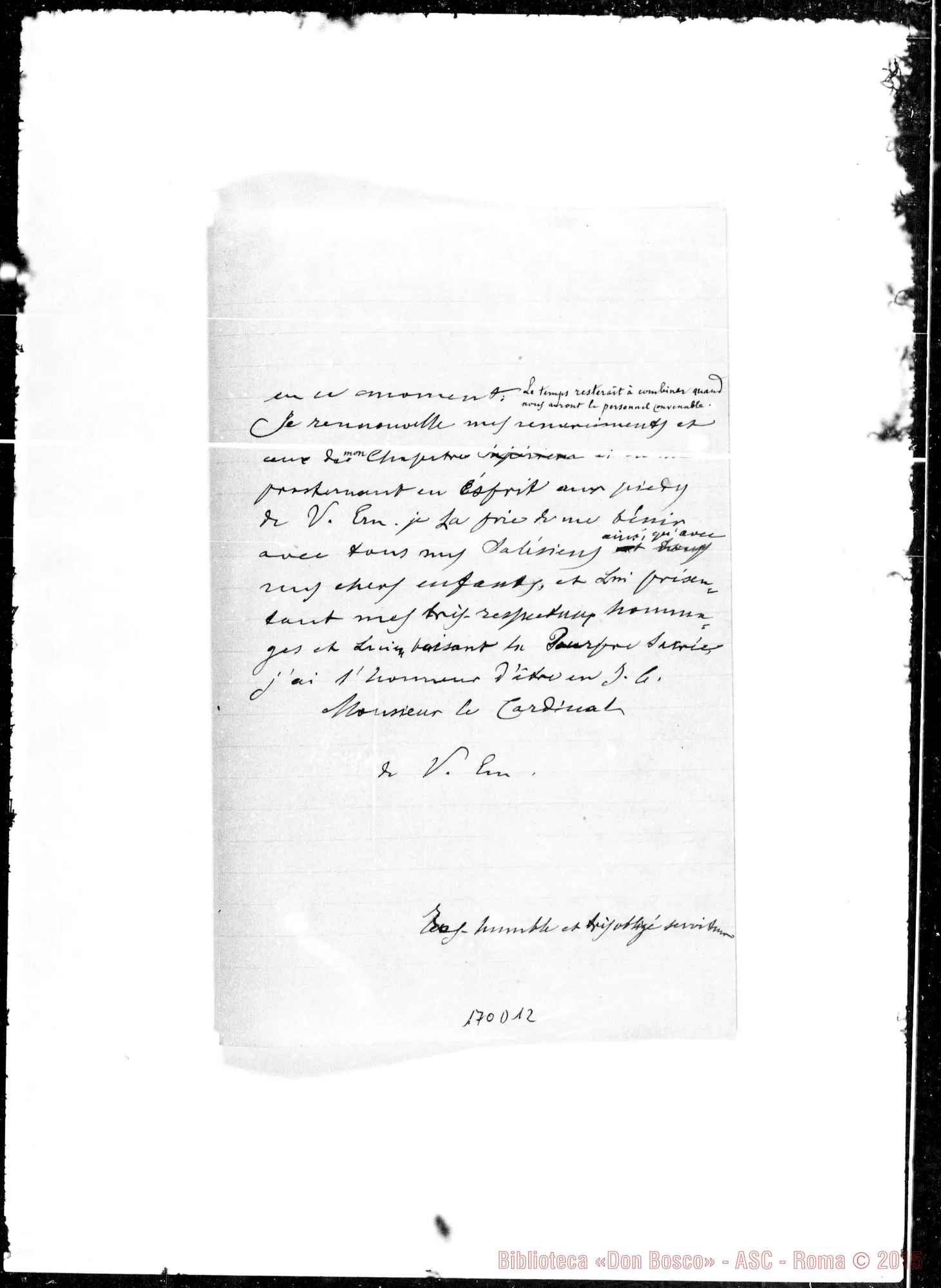 Fotogramma D 12 — Minuta di lettera A Emminence