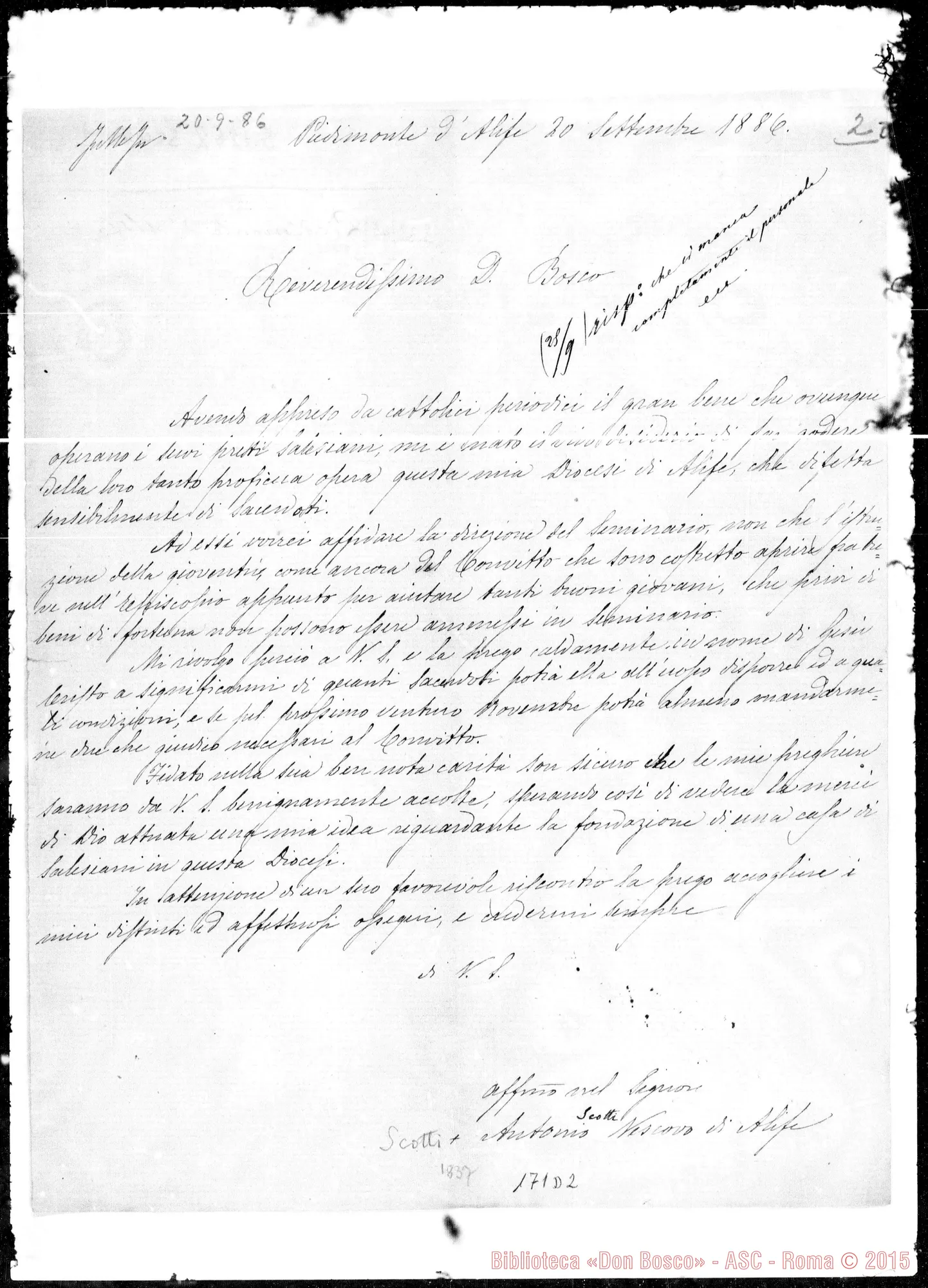 Fotogramma D 2 — Piedimonte d’Alife: Corrispond.: Antonio Scotti, vesc.-Bosco