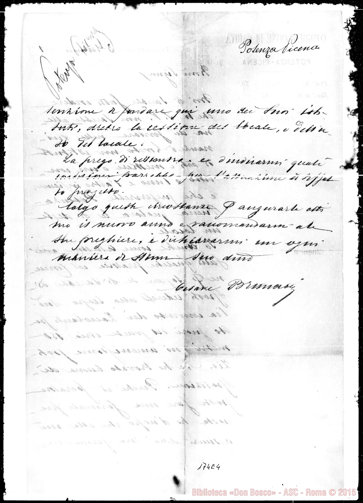 Fotogramma E 4 — Potenza: Corrispond.: Cesare B.-Rev.mo Signore