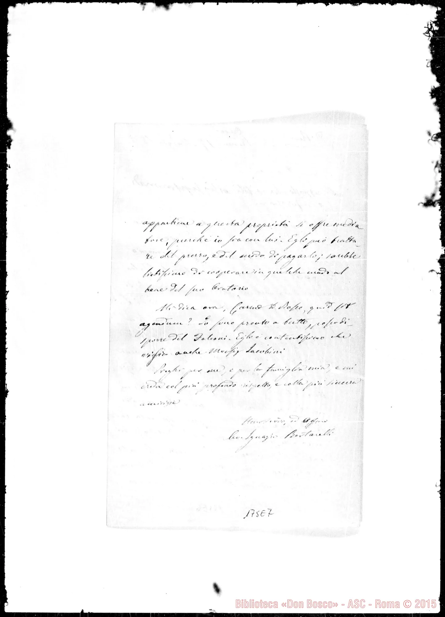 Fotogramma E 7 — Per compra Locali: Ignazio Bertarelli-Bosco. Autogr. Bosco