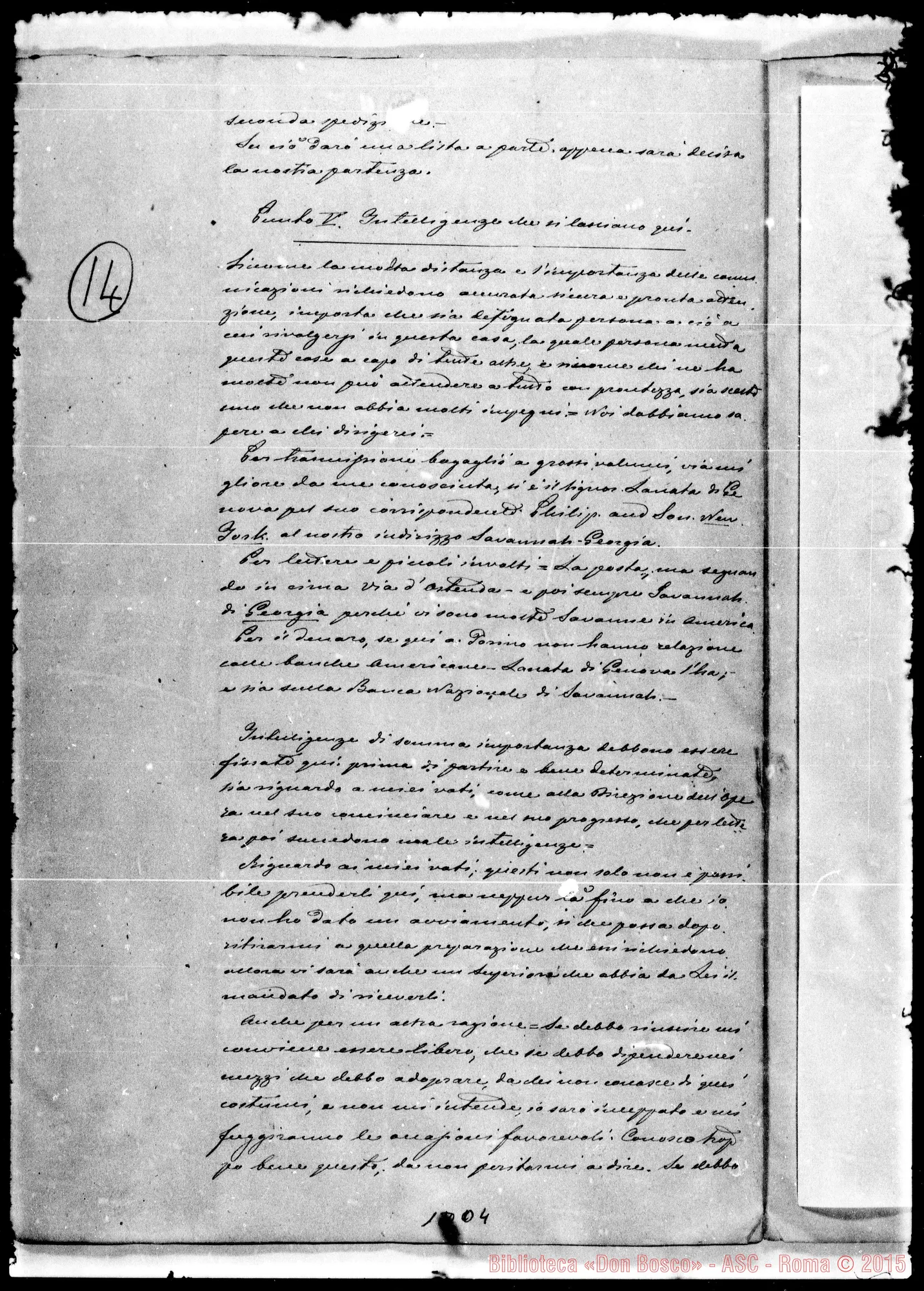 Fotogramma D 4 — Savannah: Memorandum per le opere che si devono fondare A Savannah