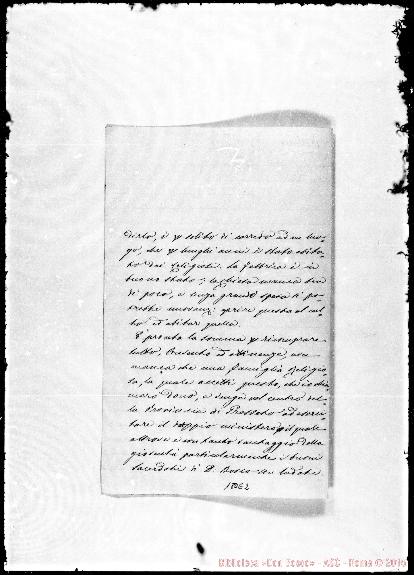 Fotogramma E 2 — Scansano: Corrispond.: Giacomo Bellucci-Molto Rev.do Signore