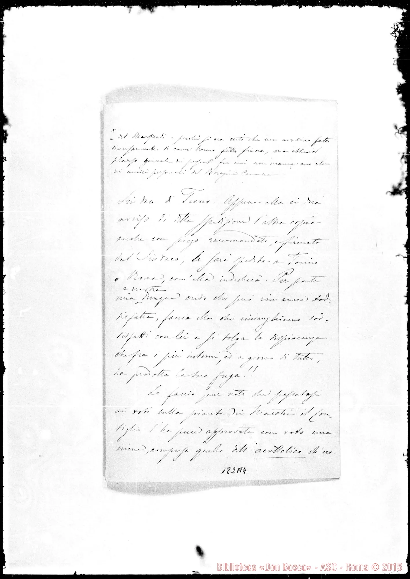 Fotogramma A 4 — Teano: Corrispond.: Dal Pezzo-Rev.do Sac.