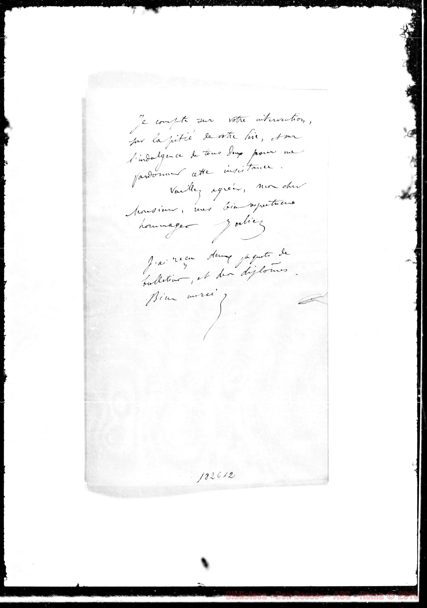 Fotogramma C 12 — Toulouse: Corrispond.: Julie-Mon cher Monsieur. Acclusa lettera Albera-Rua