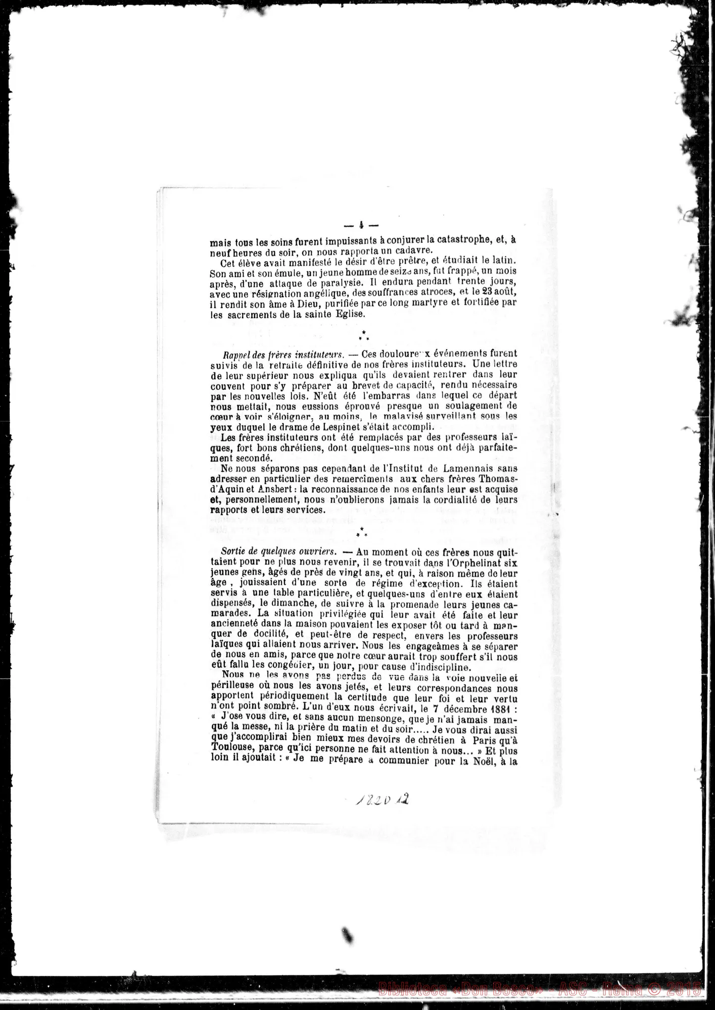Fotogramma D 12 — Rapport sur l’etat de l’oeuvre…