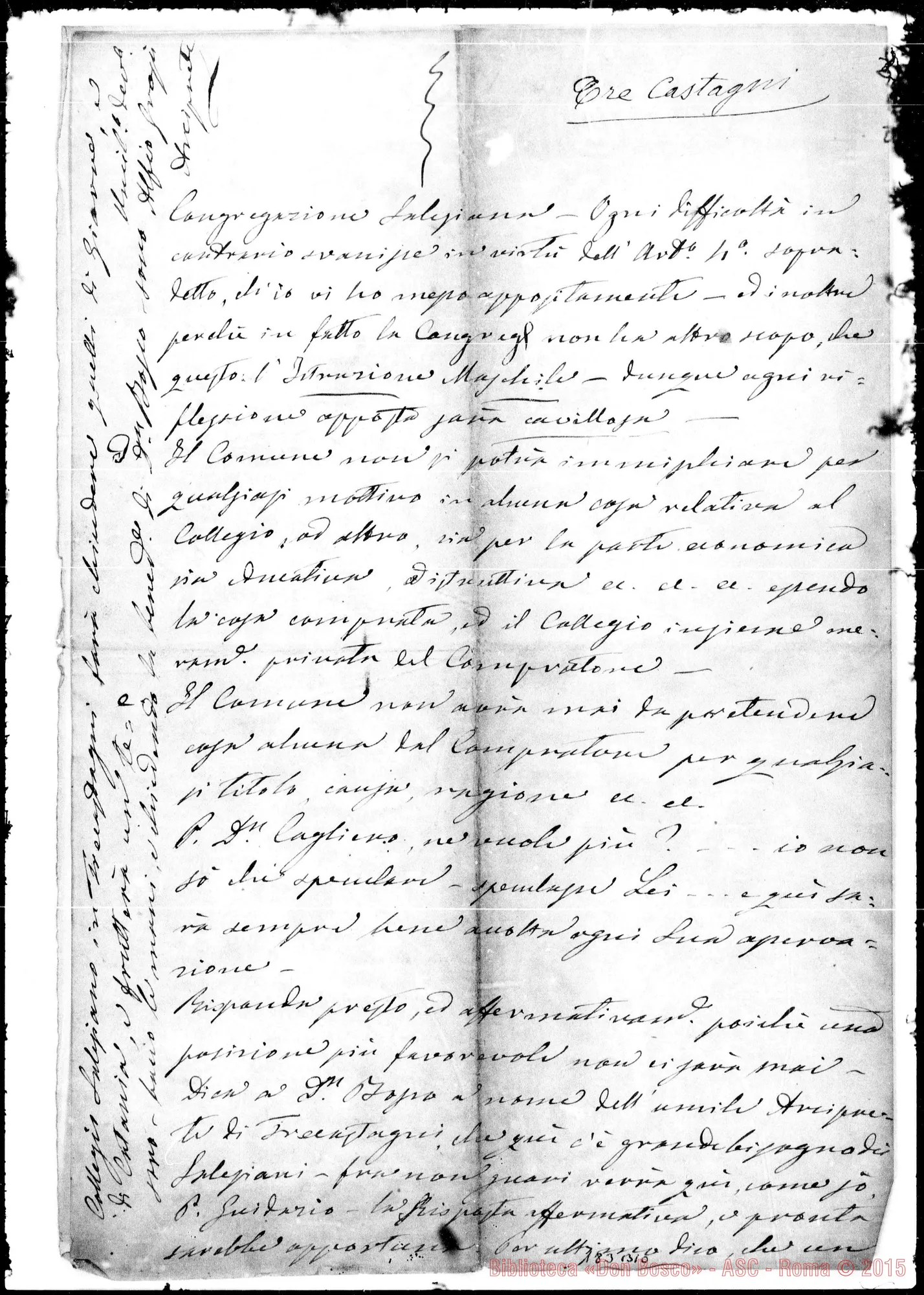 Fotogramma B 10 — Trecastagni: Corrispond.: Arciprete Alfio Grasi-Cagliero