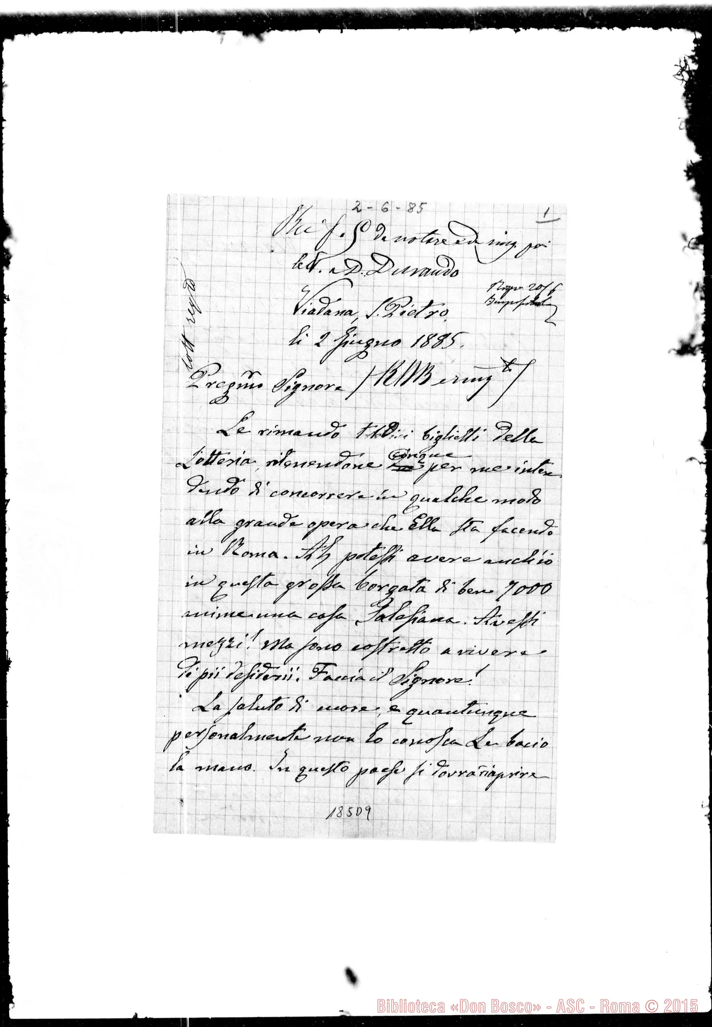 Fotogramma D 9 — Viadana: Corrispond.: Giovanni Bresciani-Preg.mo Sig.