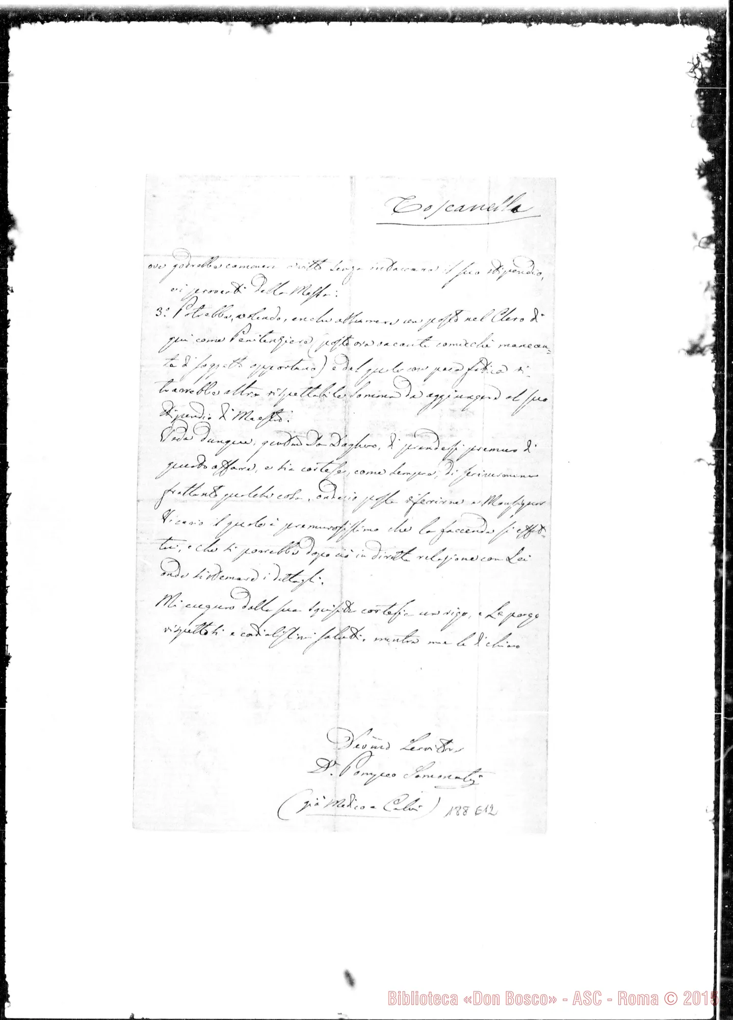 Fotogramma E 12 — Viterbo: Corrispond.: Pompeo S.-Rev.do Sig.