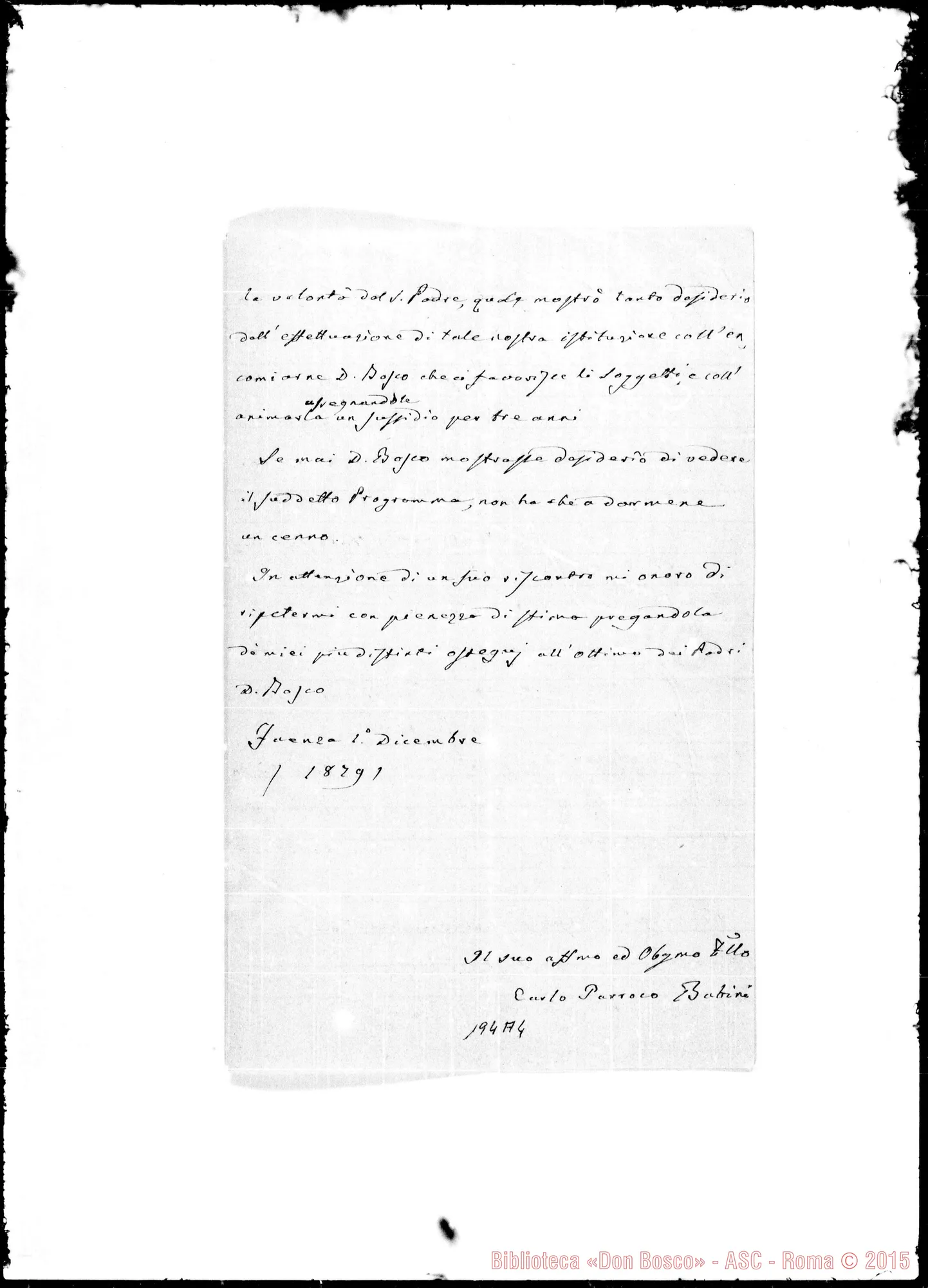 Fotogramma A 4 — Carlo Babini-Molto Rev.do Sig.