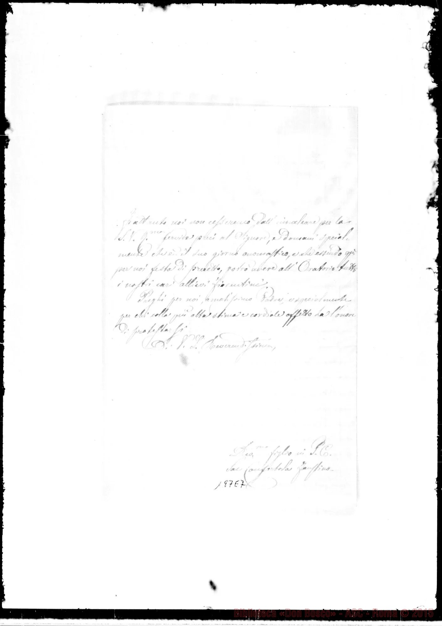 Fotogramma E 7 — Confortola-Amatissimo Padre. Autogr. Bosco