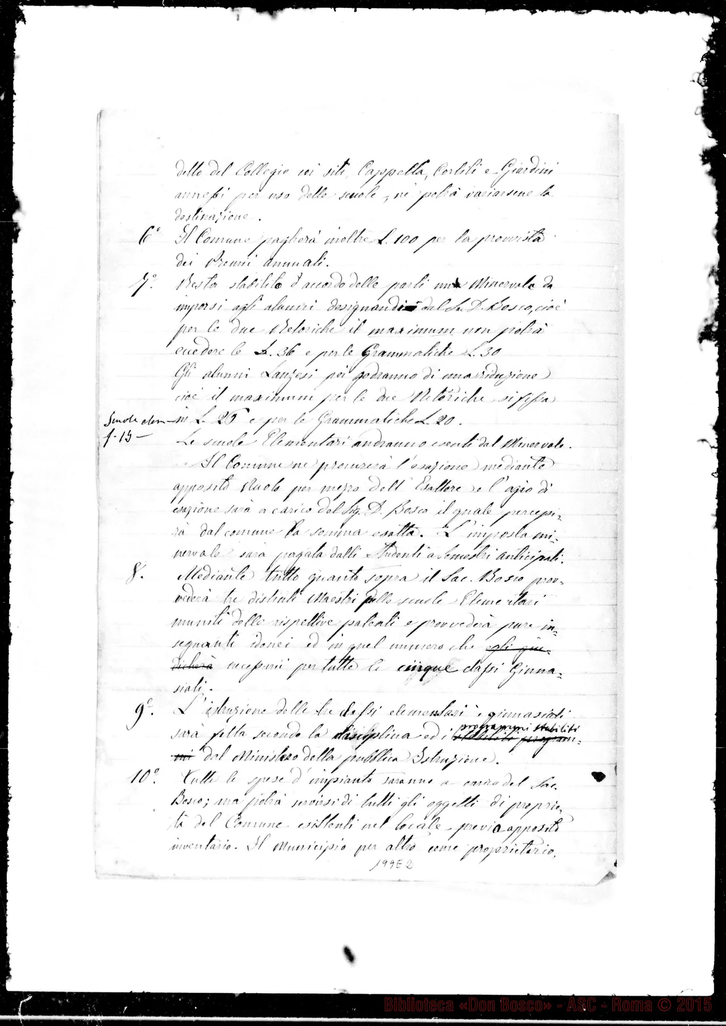Fotogramma E 2 — Progetto di contratto. Ms. con alcune correzioni
