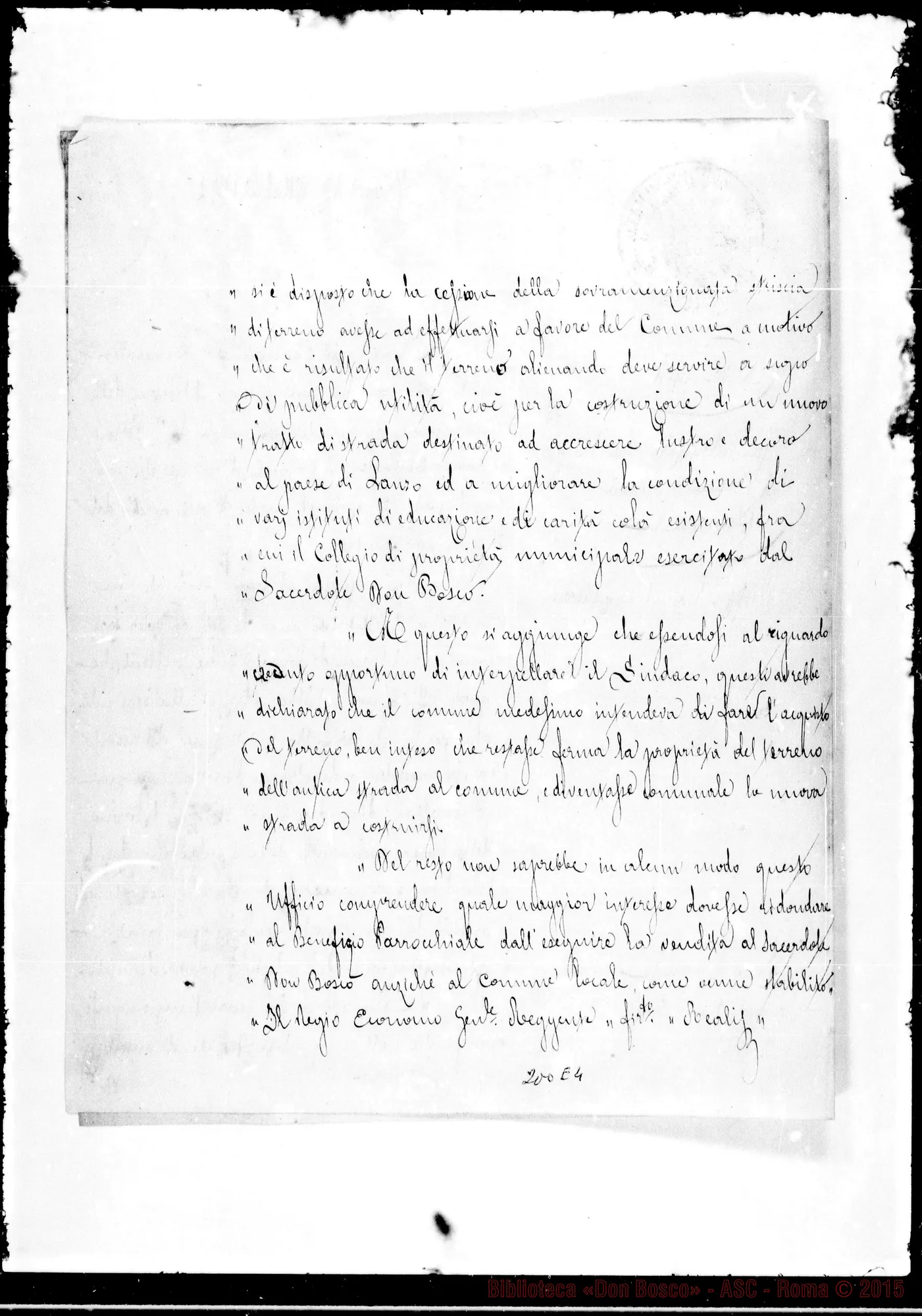 Fotogramma E 4 — Regio subeconomato-Parroco Lanzo