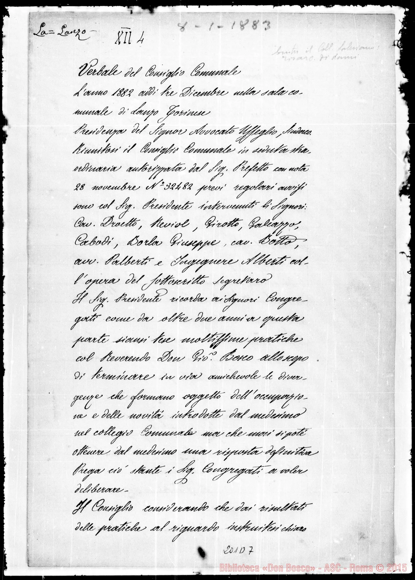 Fotogramma D 7 — Verbale del Consiglio Comunale
