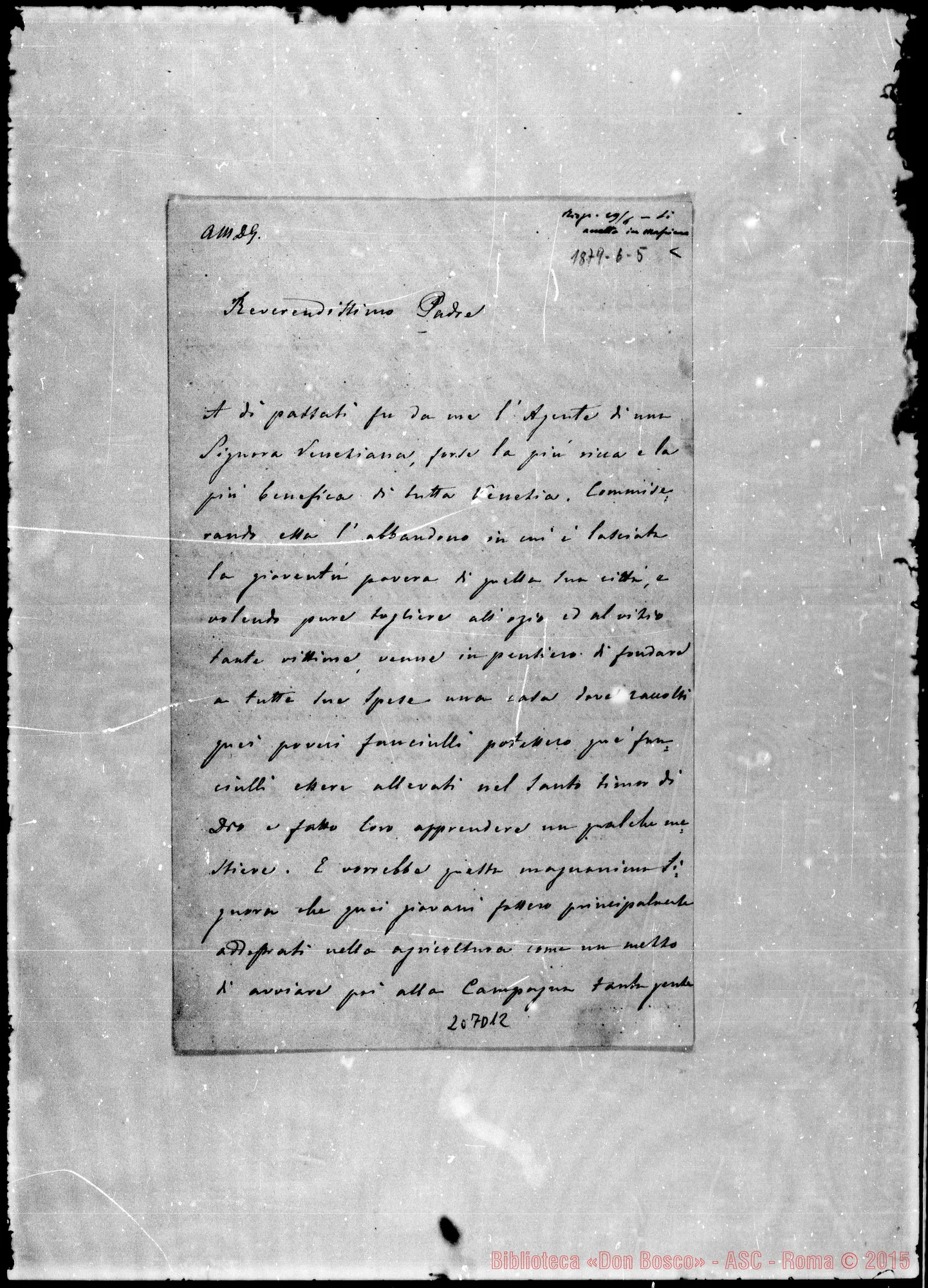 Fotogramma D 12 — Mogliano V.: Agostino Perin-Rev.mo Padre