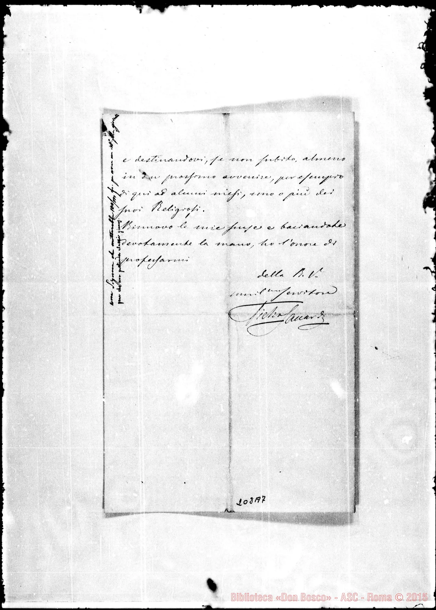 Fotogramma A 7 — Pietro Saccardo-Molto Rev.do Sig. Autogr. Bosco