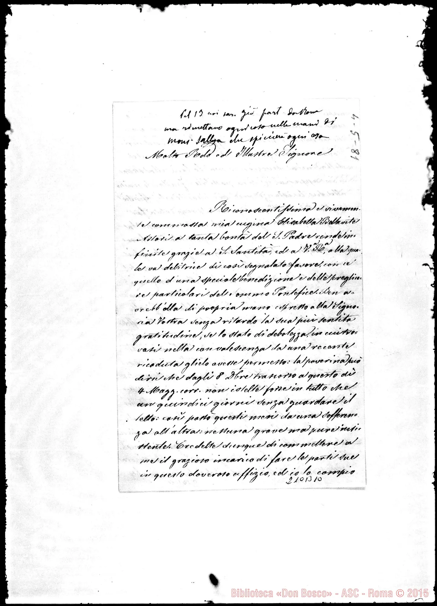 Fotogramma B 10 — Eben Kofler-Molto Rev.do E Illustre Sig.