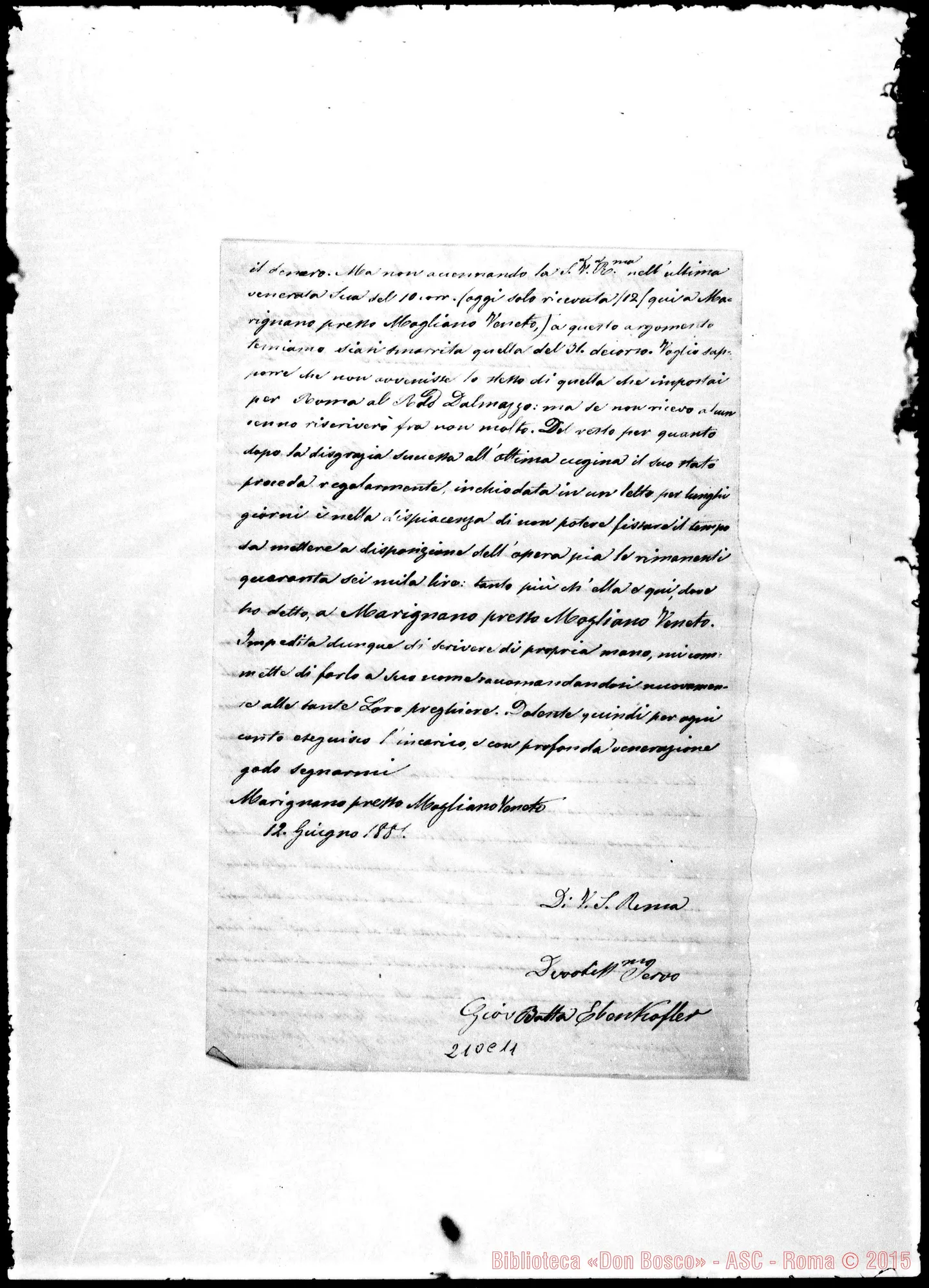 Fotogramma C 11 — Eben Kofler-Rev.do E Illustre Sig.