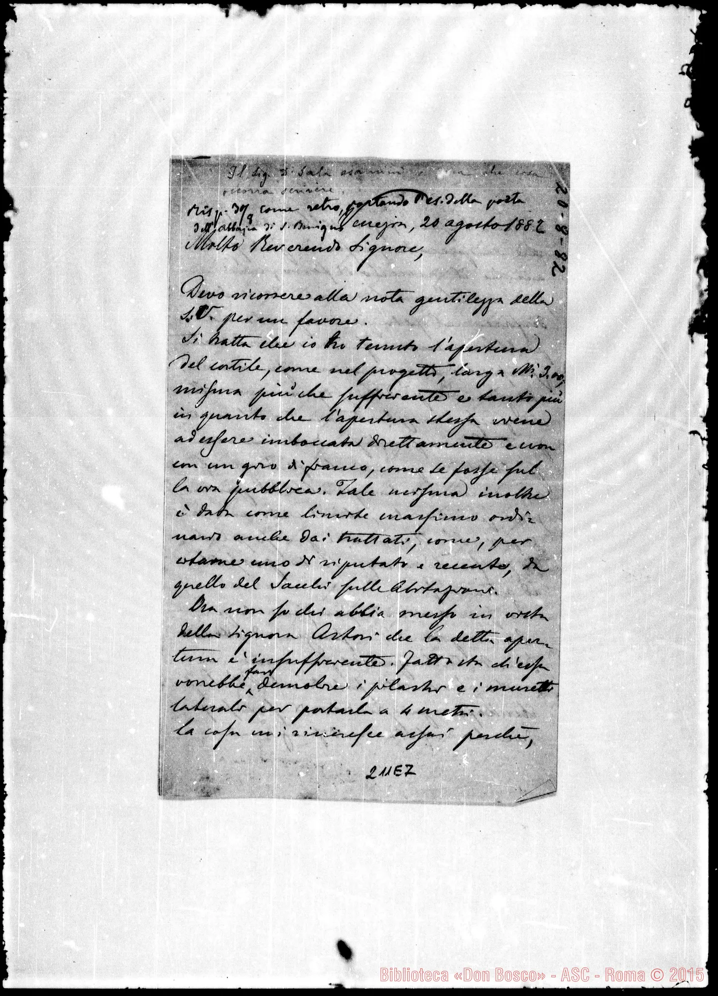 Fotogramma E 7 — Pietro Saccardo-Molto Rev.do Sig. Acclusa altra di Don Sala