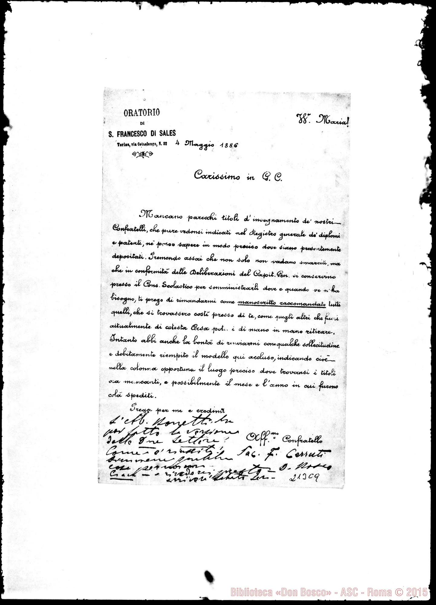 Fotogramma C 9 — Lettera Circolare