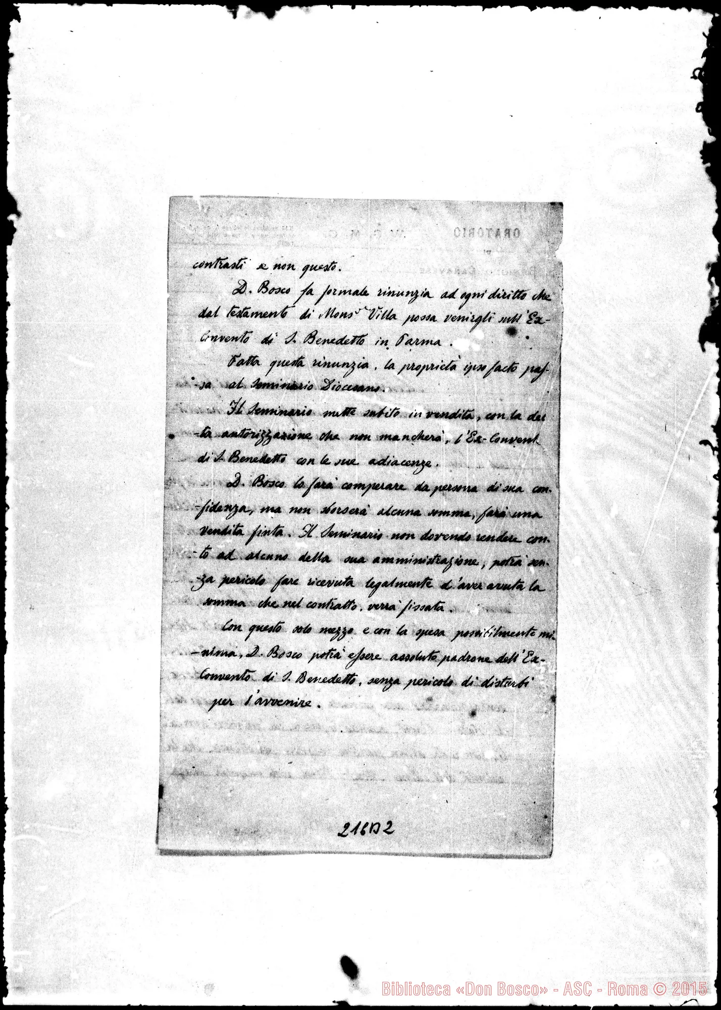 Fotogramma B 2 — «Mons. Villa Desideroso di…»