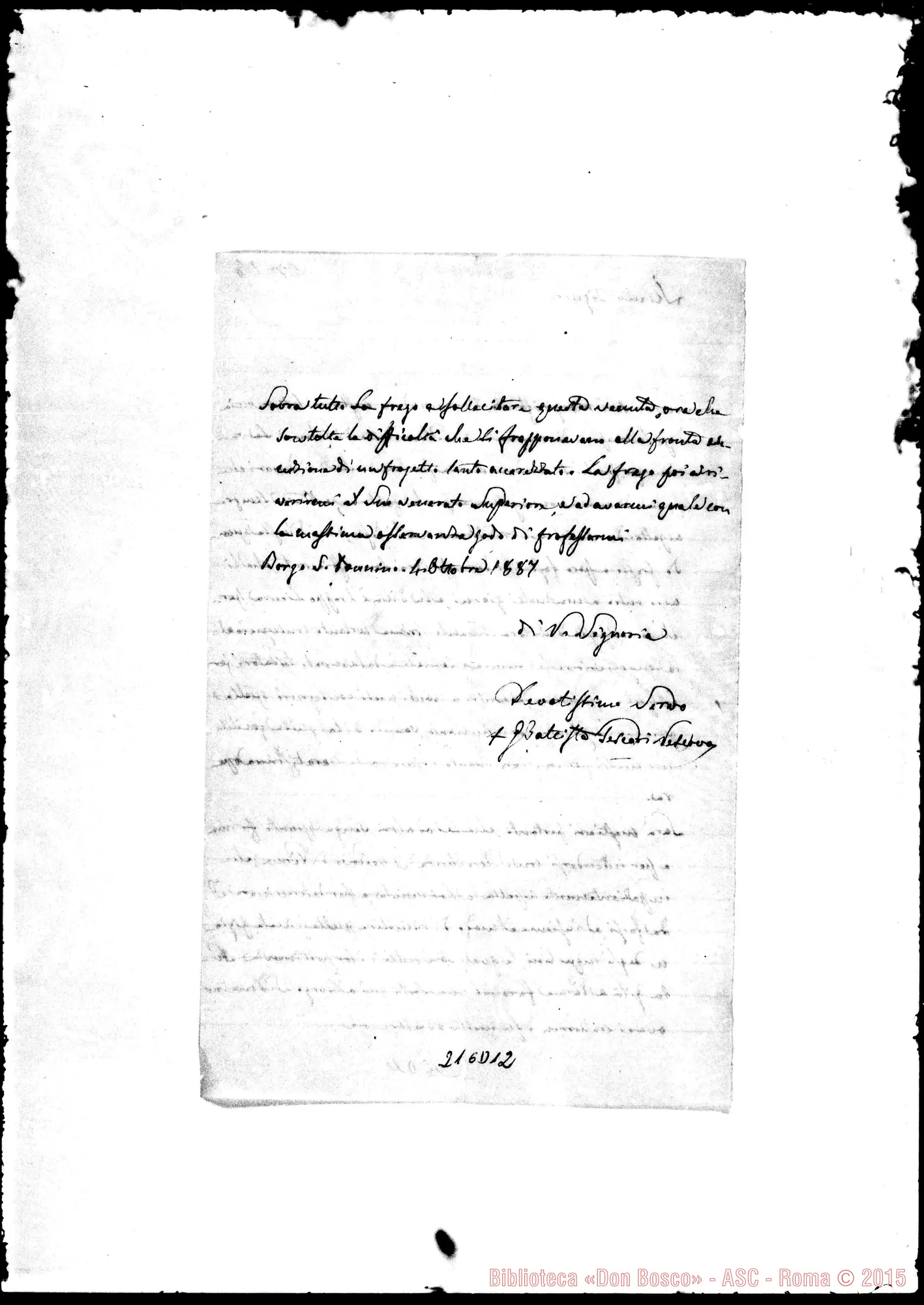 Fotogramma D 12 — Giov. Battista F.-Molto Rev.do Sig.