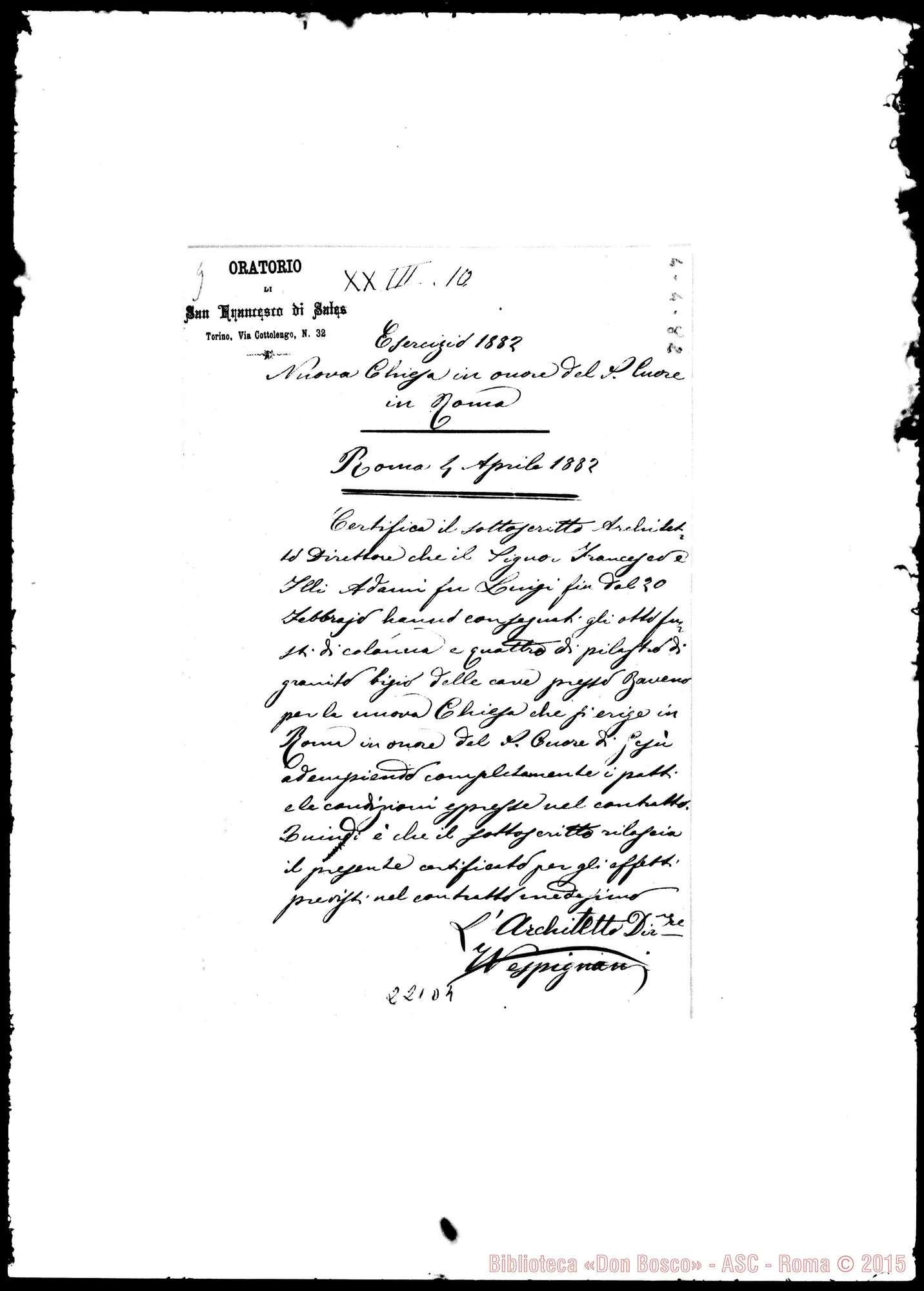 Fotogramma D 4 — Vespignani, architetto: Esercizio 1882