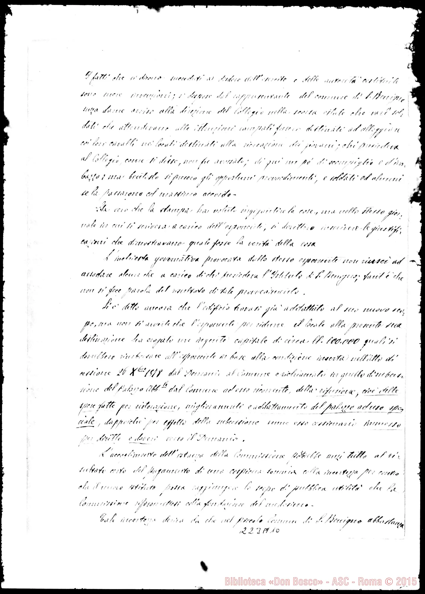 Fotogramma A 10 — Minuta di lettera per il Ministro delle Finanze