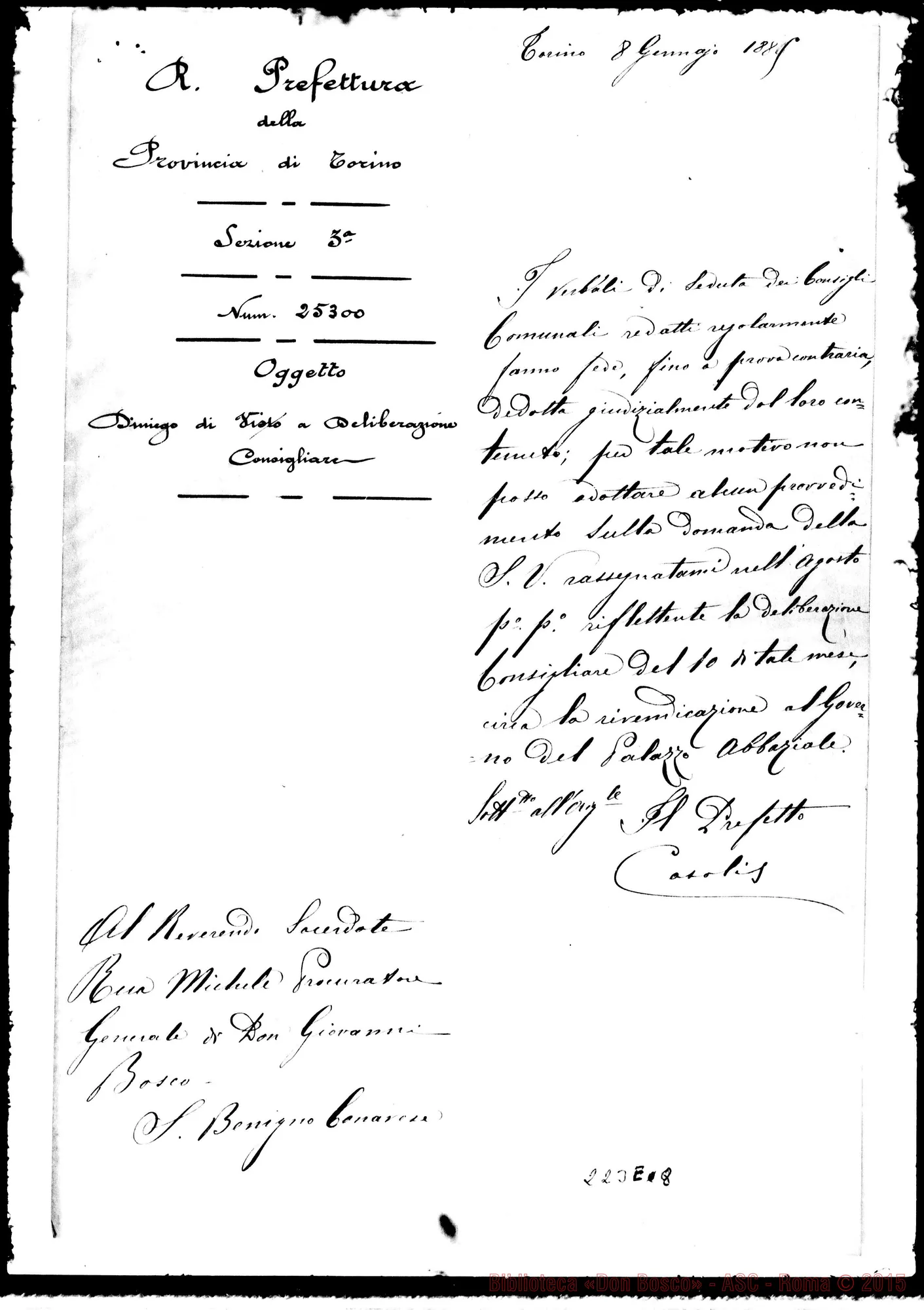 Fotogramma E 8 — Prefetto Casalis-Rua