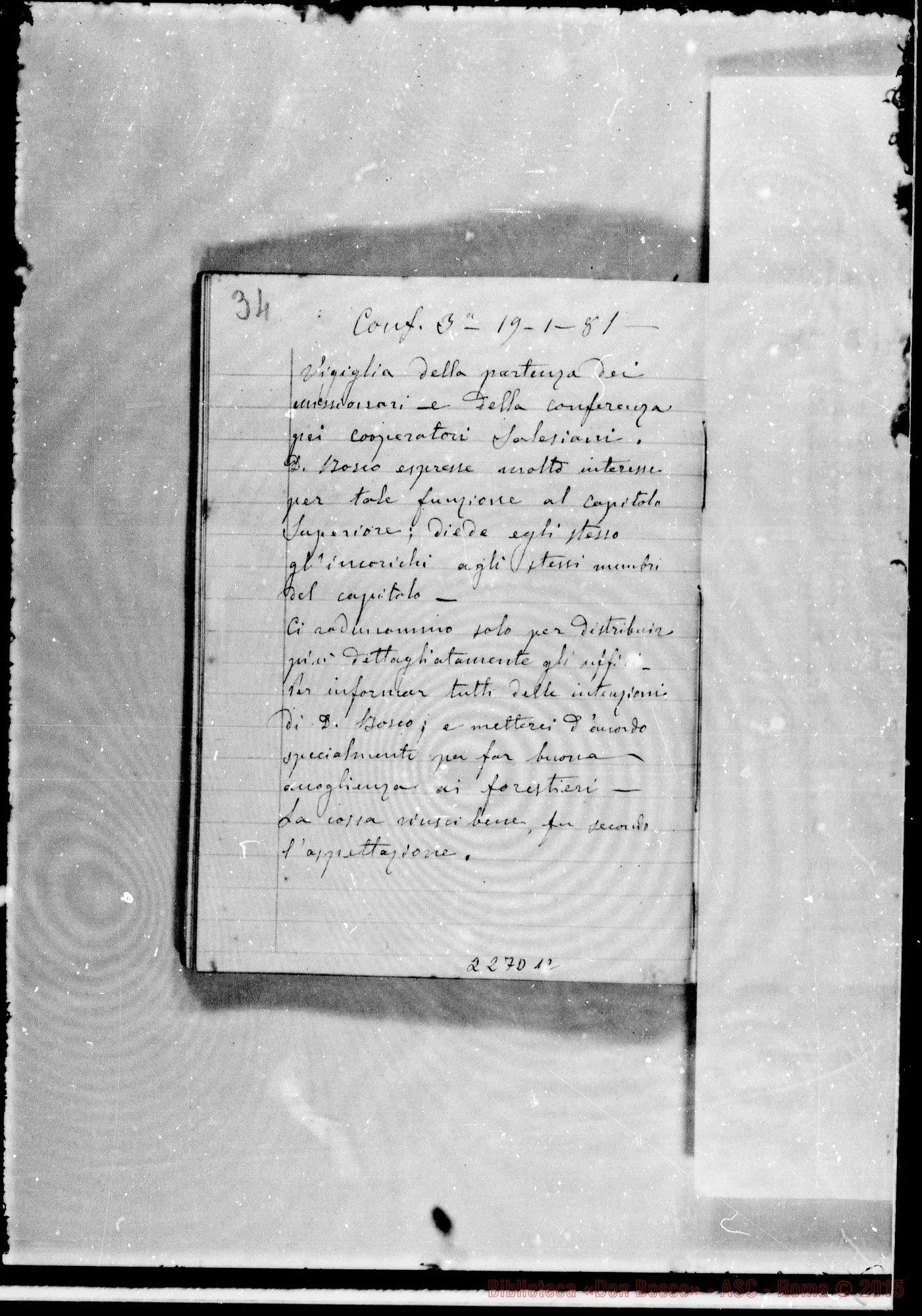 Fotogramma D 12 — Adunanze del Capitolo della Casa: Ottobre 77-Genn. 1884