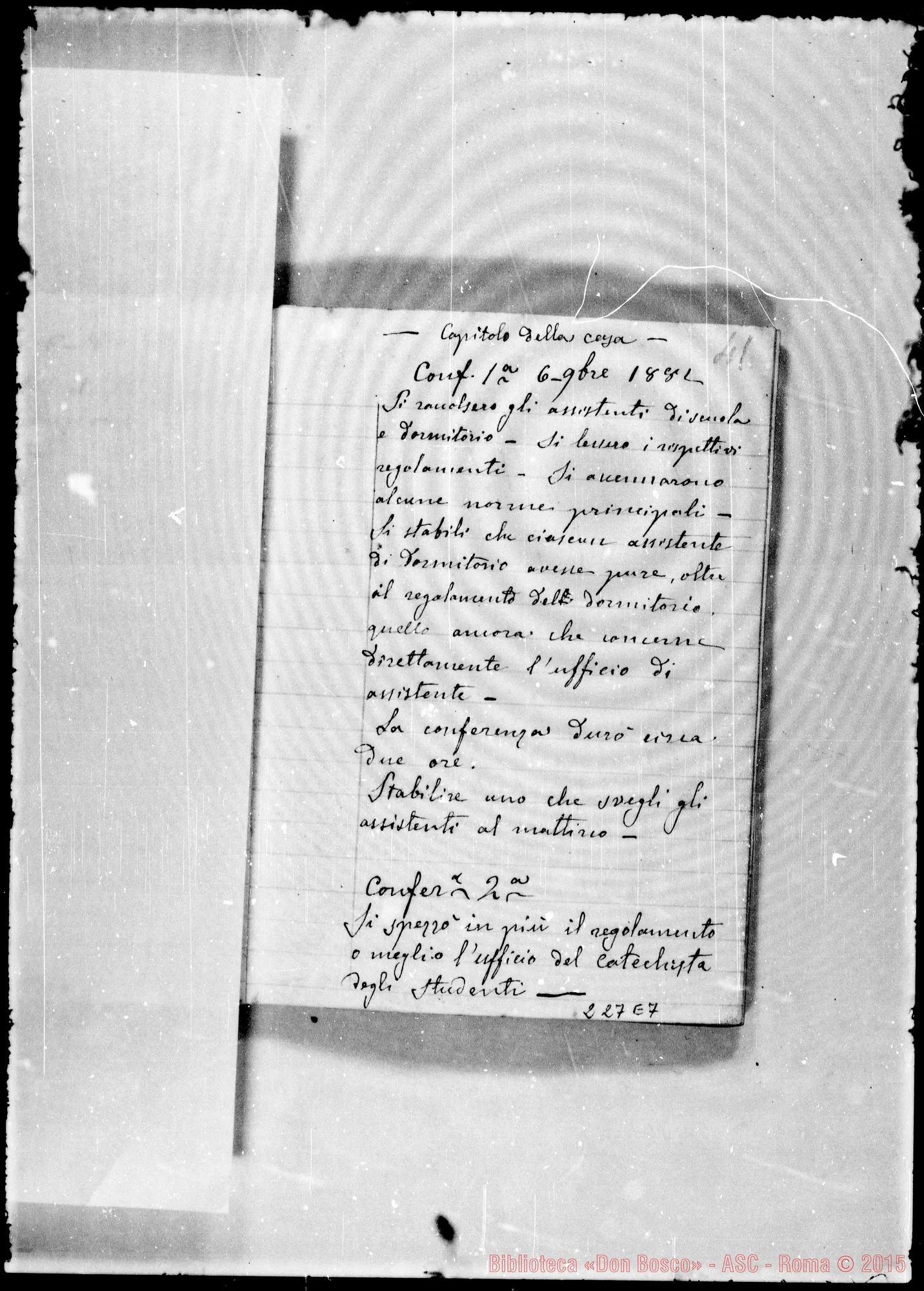 Fotogramma E 7 — Adunanze del Capitolo della Casa: Ottobre 77-Genn. 1884
