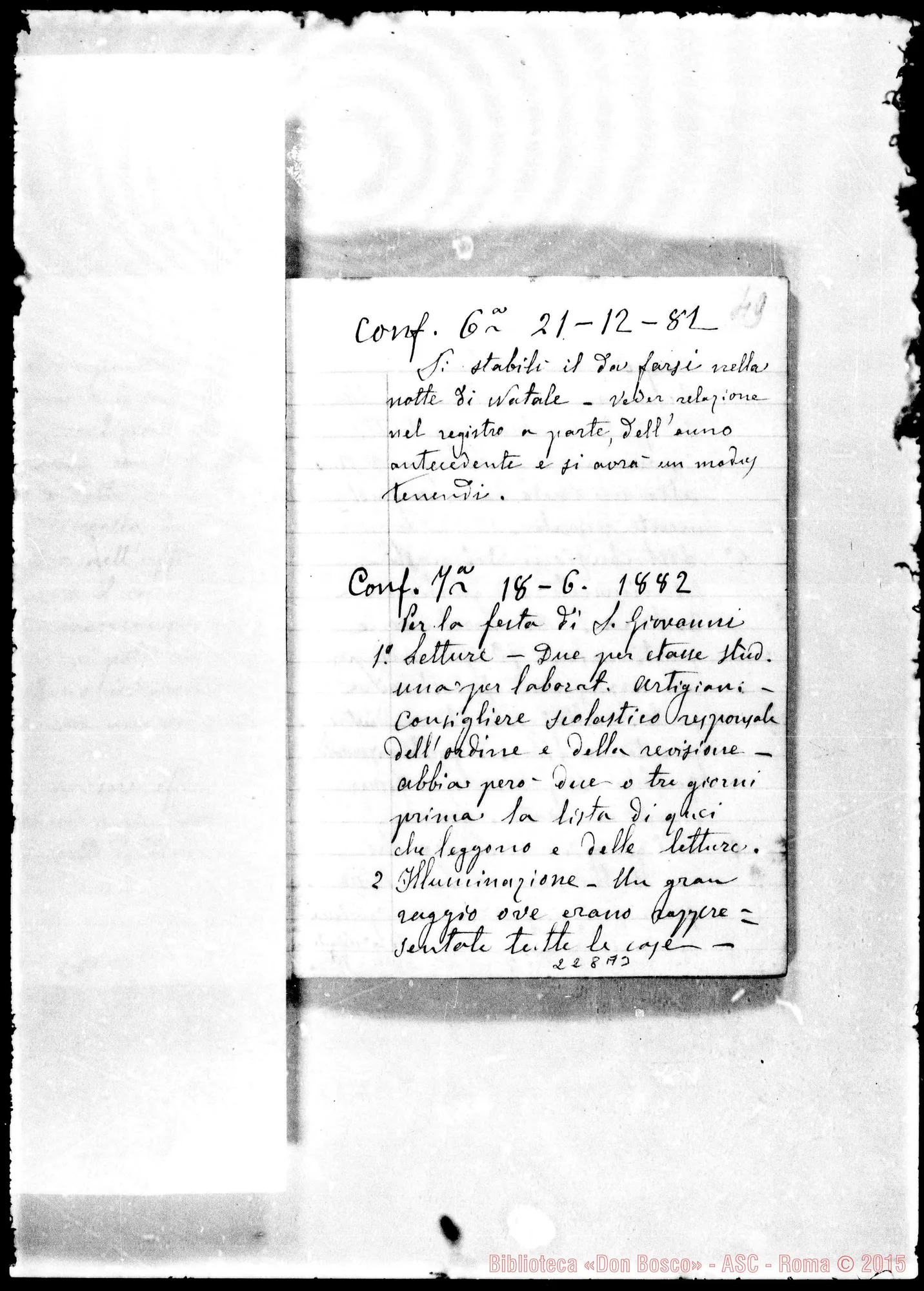 Fotogramma A 3 — Adunanze del Capitolo della Casa: Ottobre 77-Genn. 1884