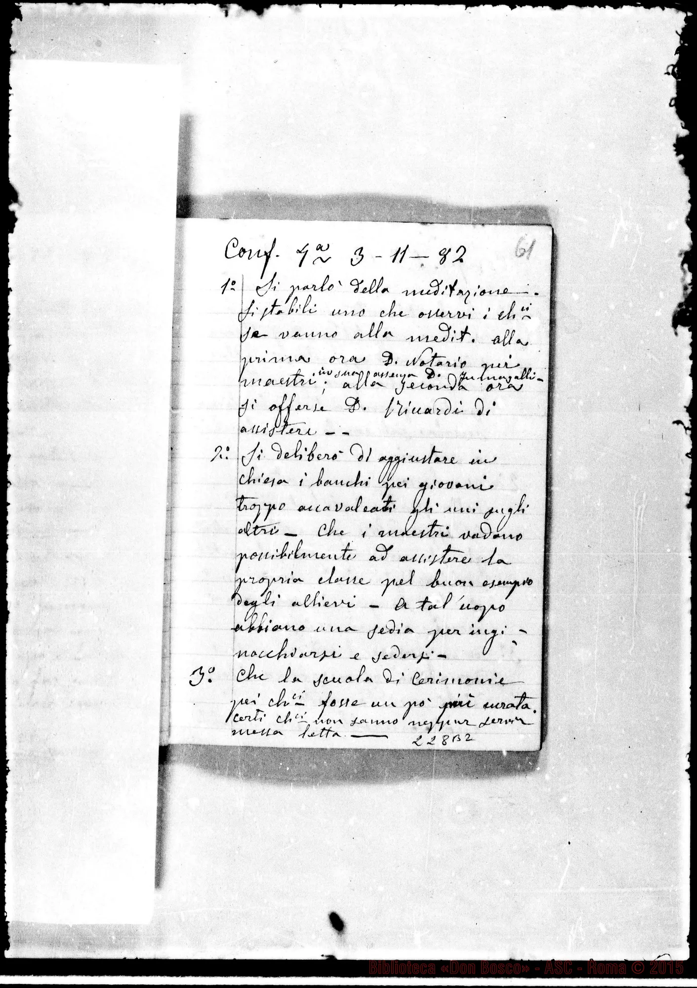 Fotogramma B 2 — Adunanze del Capitolo della Casa: Ottobre 77-Genn. 1884