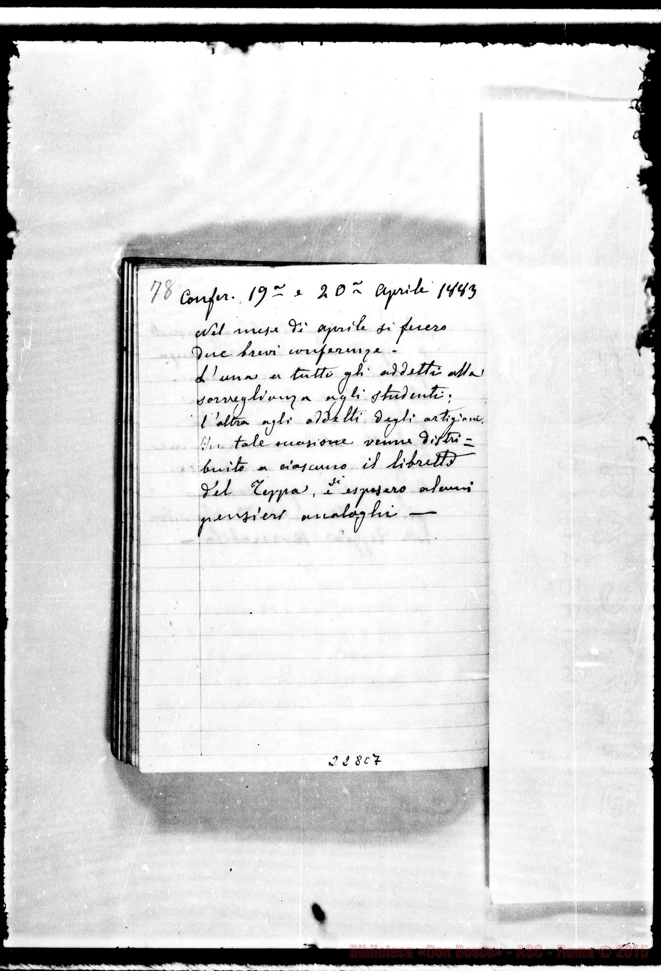 Fotogramma C 7 — Adunanze del Capitolo della Casa: Ottobre 77-Genn. 1884