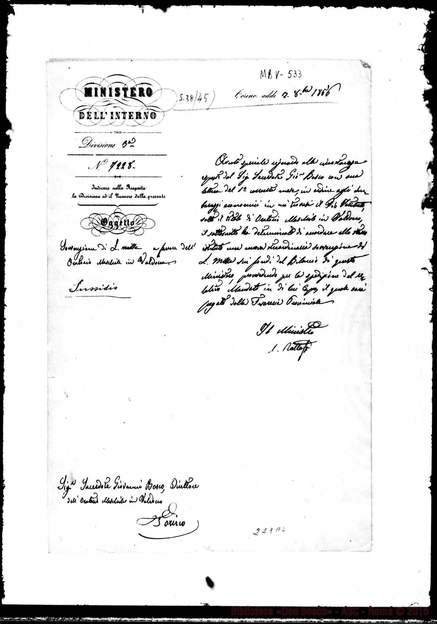 Fotogramma A 2 — Ministero deirinterno-Bosco
