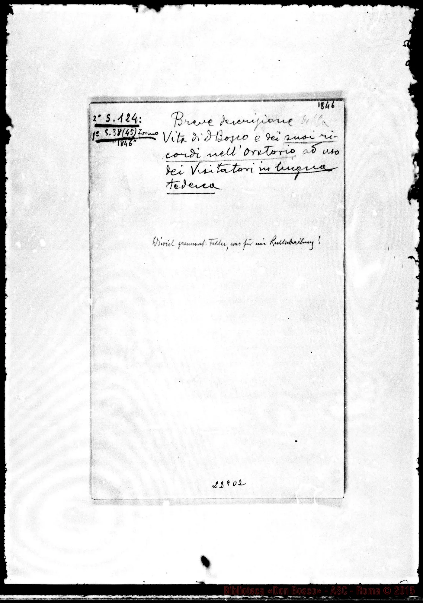 Fotogramma D 2 — Descrizione della vita di D. Bosco. In tedesco