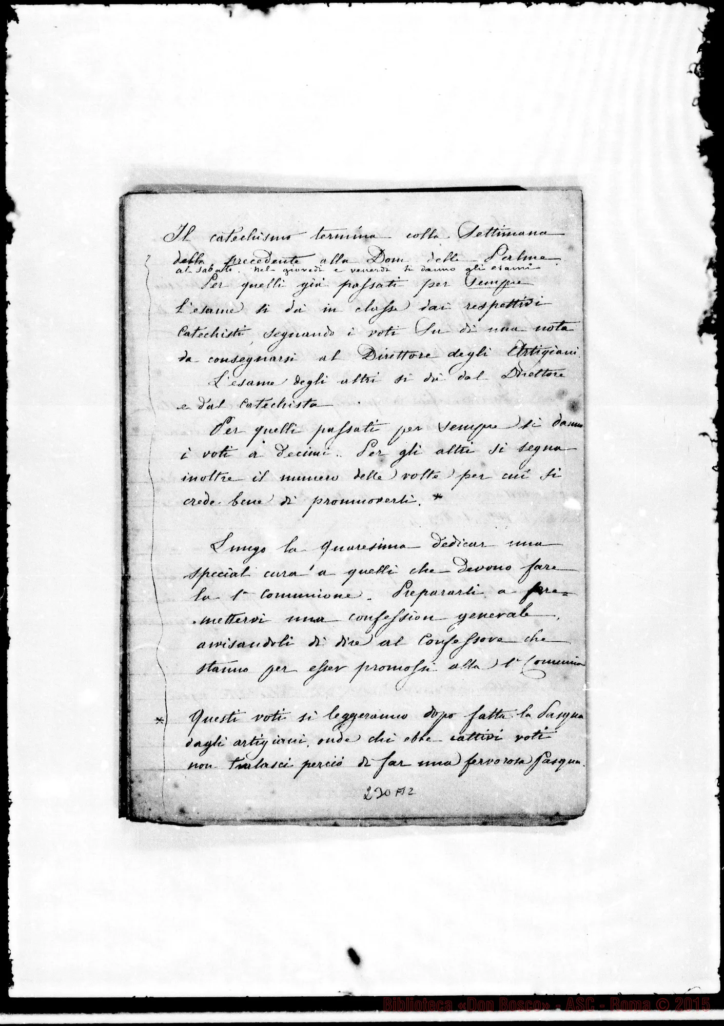 Fotogramma A 2 — «Memorie per la Prefettura dell’Oratorio…»
