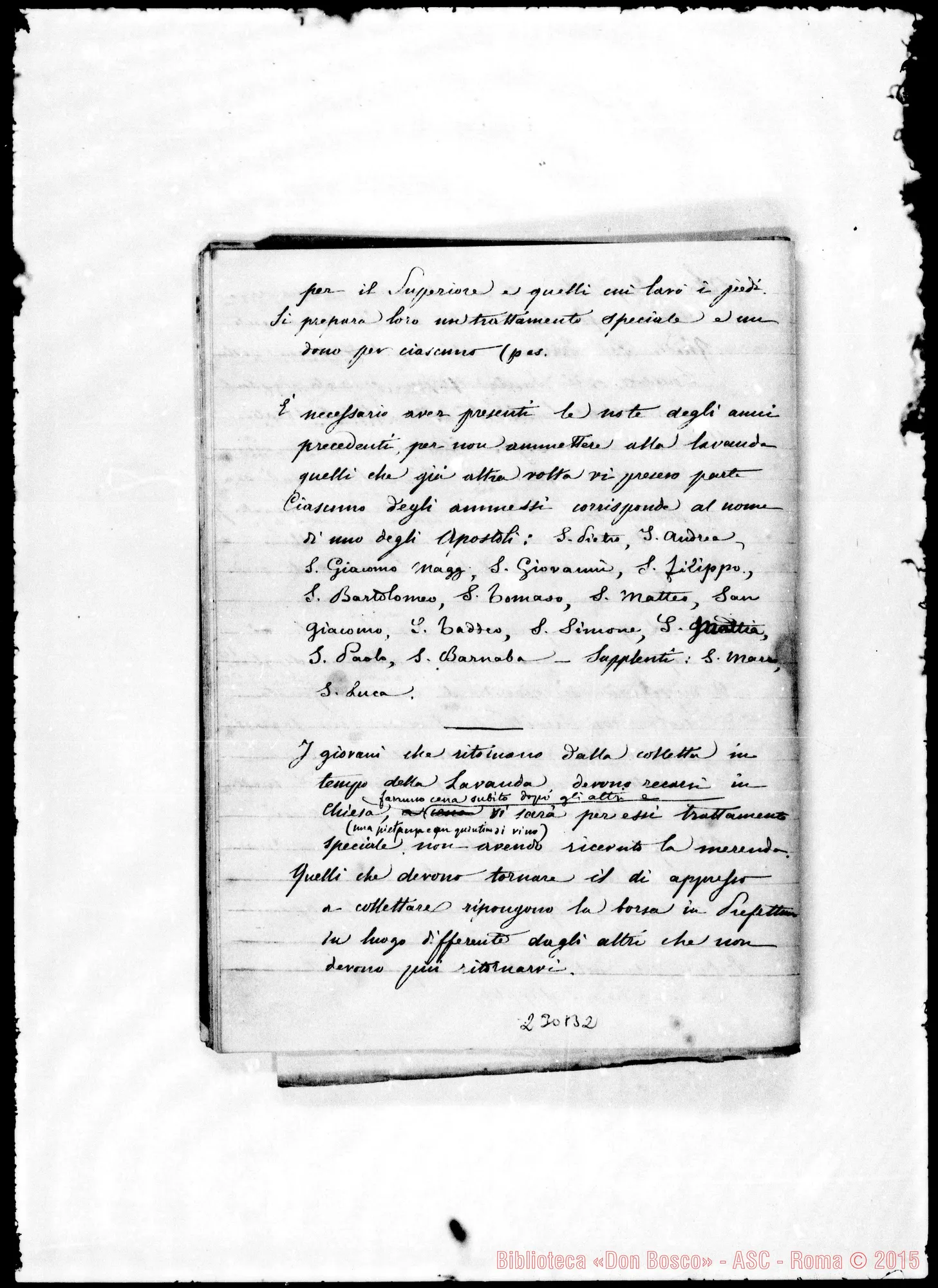 Fotogramma B 2 — «Memorie per la Prefettura dell’Oratorio…»