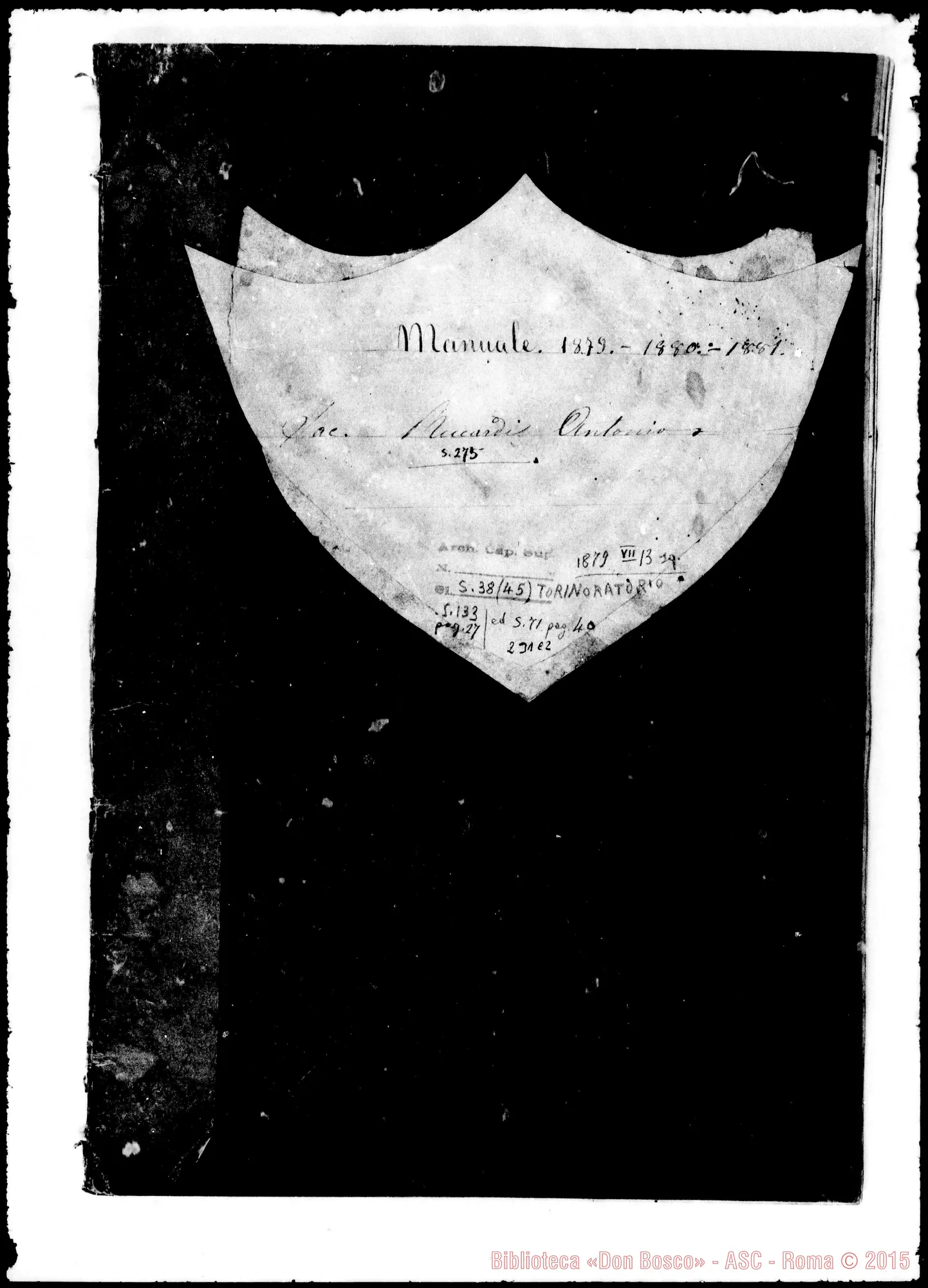 Fotogramma C 2 — Registro dell’Oratorio: D. Riccardi Antonio