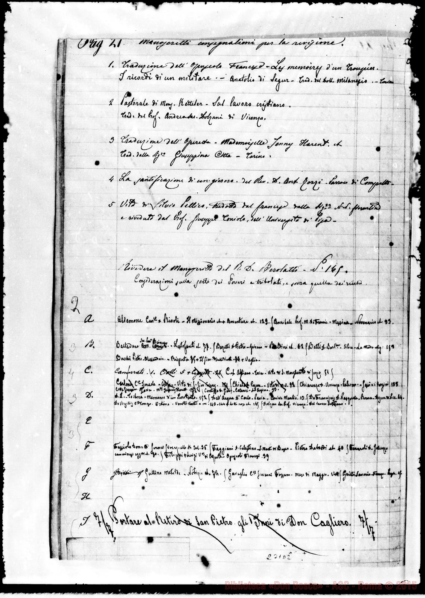 Fotogramma D 2 — Registro dell’Oratorio: D. Riccardi Antonio