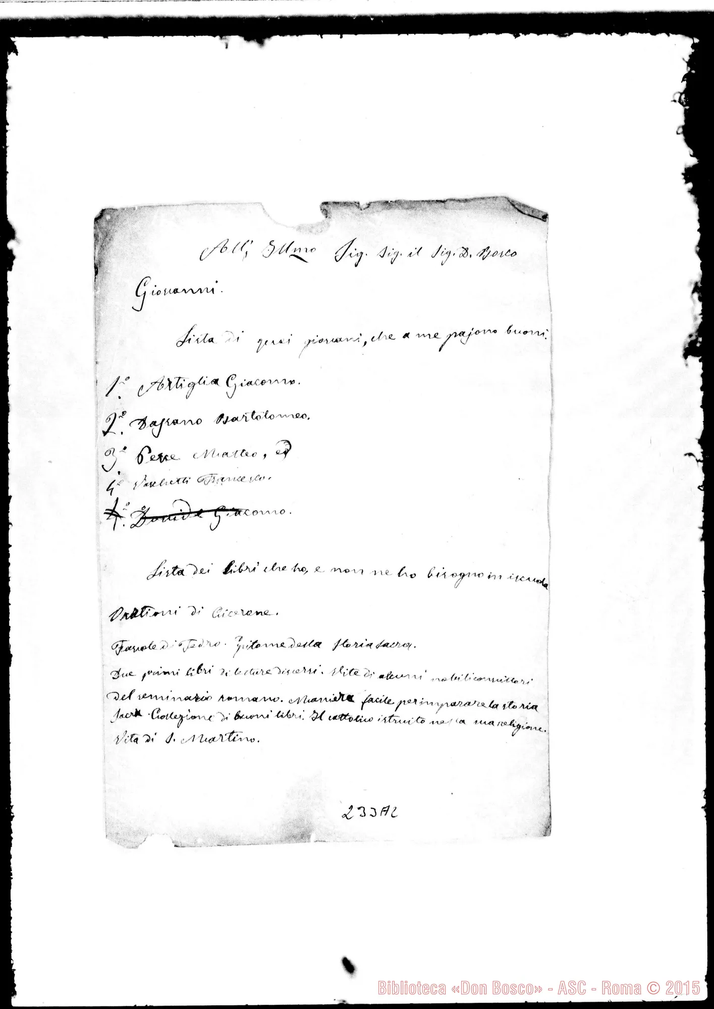 Fotogramma A 2 — E altre liste in più in fogli staccati