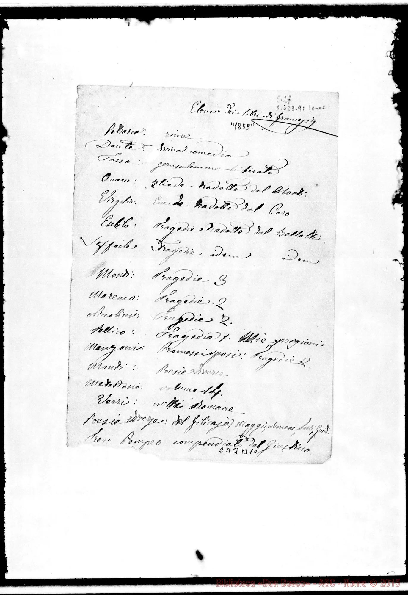 Fotogramma B 10 — E altre liste in più in fogli staccati