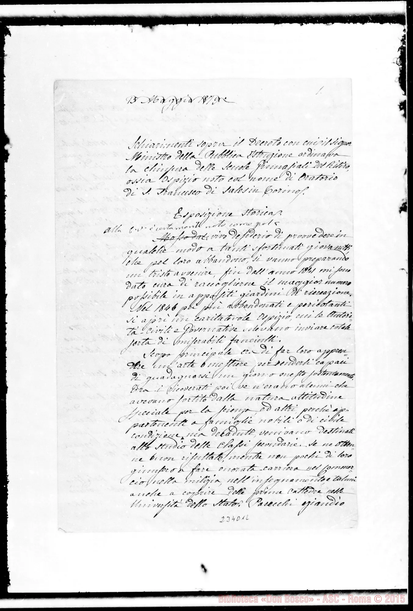 Fotogramma D 12 — Bosco: Schiarimenti sopra il Decreto. Minuta