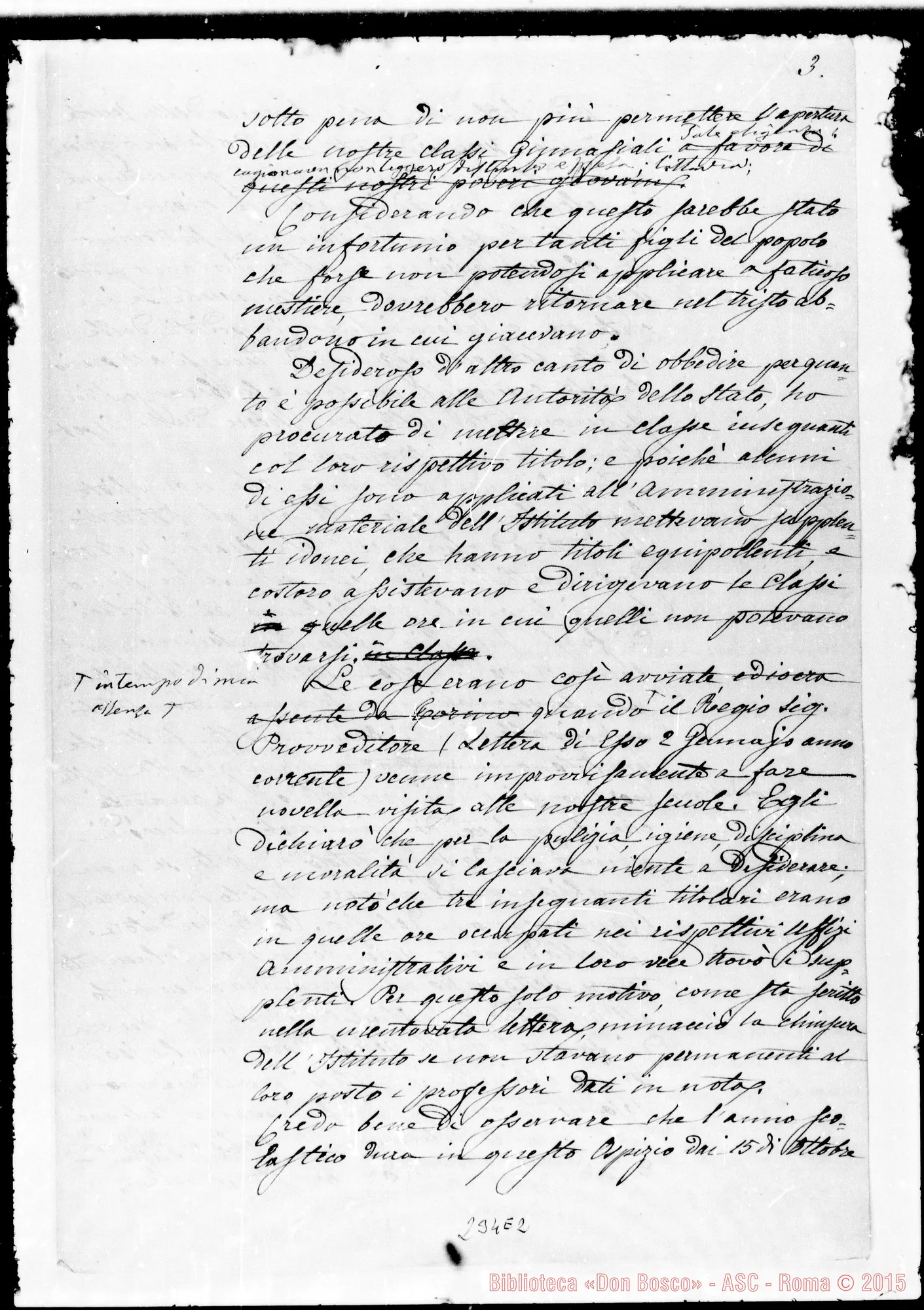 Fotogramma E 2 — Bosco: Schiarimenti sopra il Decreto. Minuta