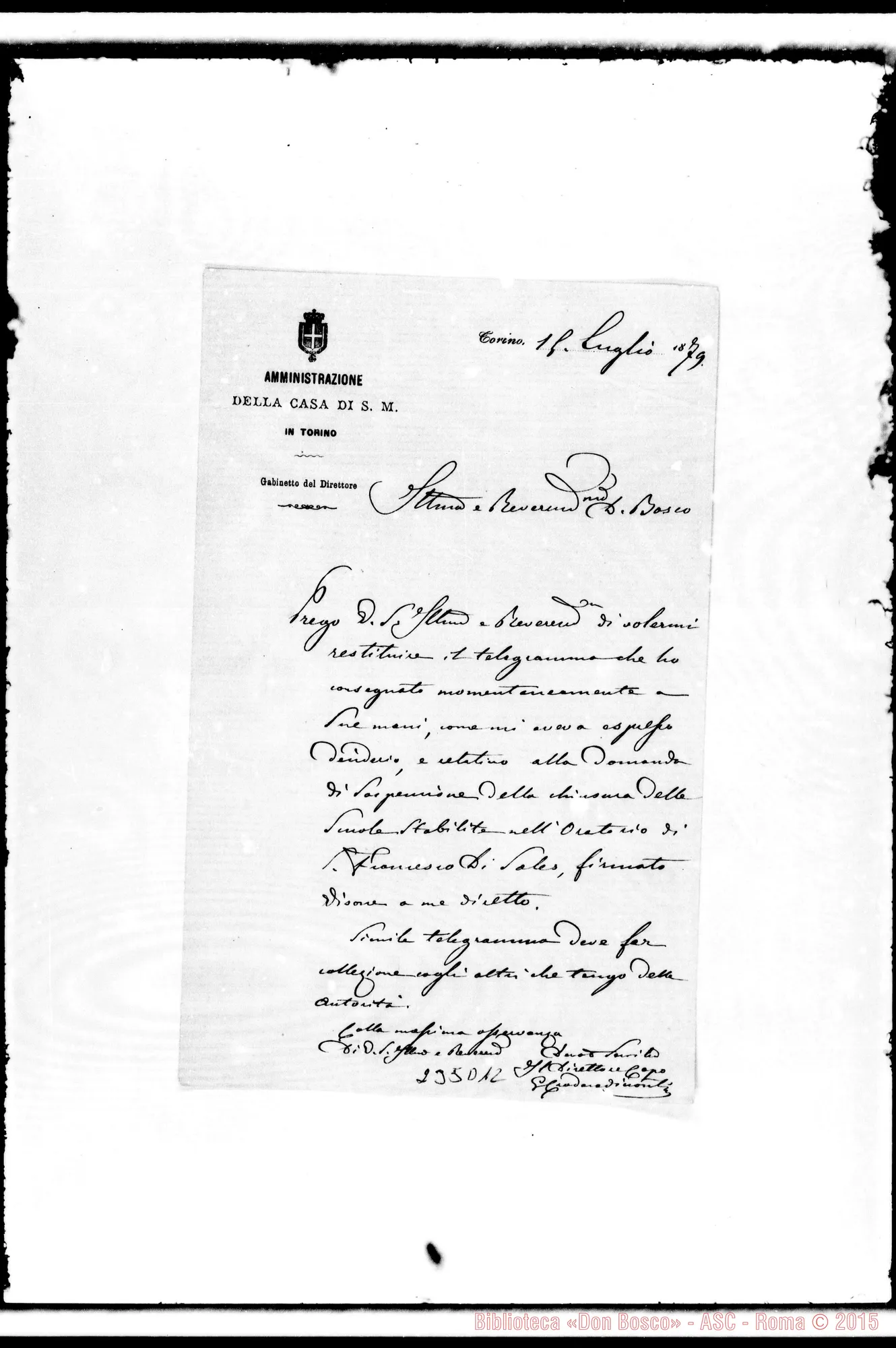 Fotogramma D 12 — Amministrazione della Casa di S.M.-Bosco