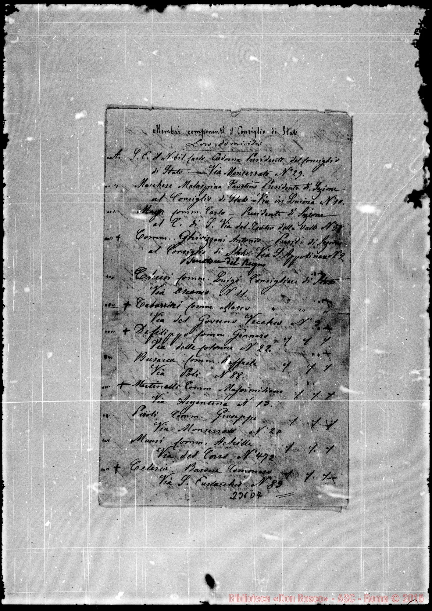 Fotogramma D 7 — Membri del Consiglio… E indirizzo