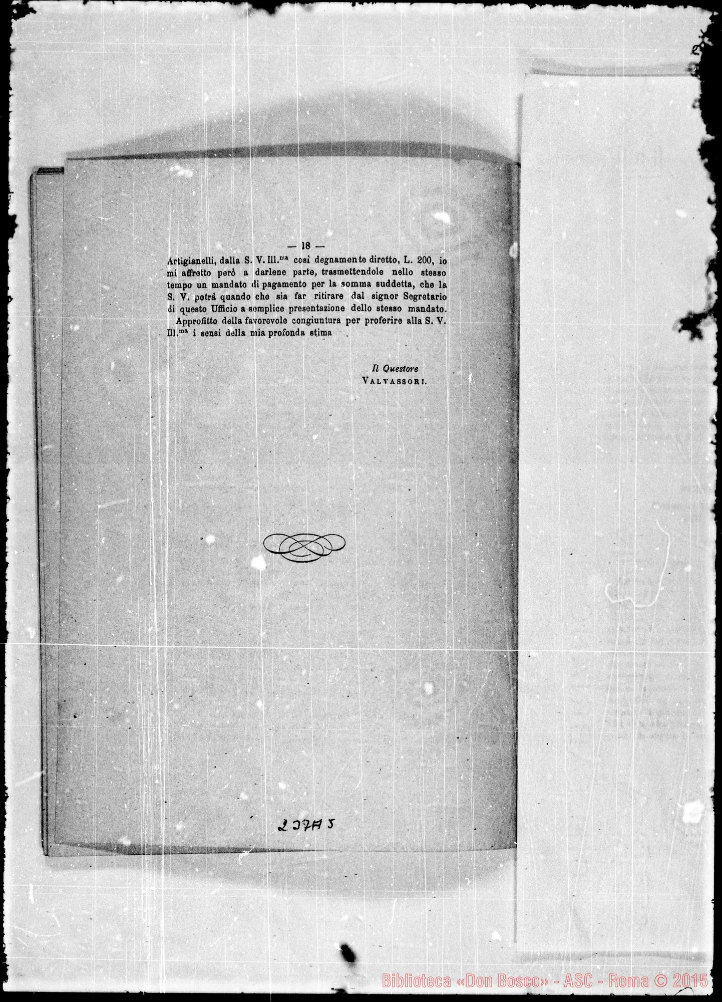 Fotogramma A 5 — «L’Oratorio… Ospizio di Beneficenza…» Stampato. Bosco