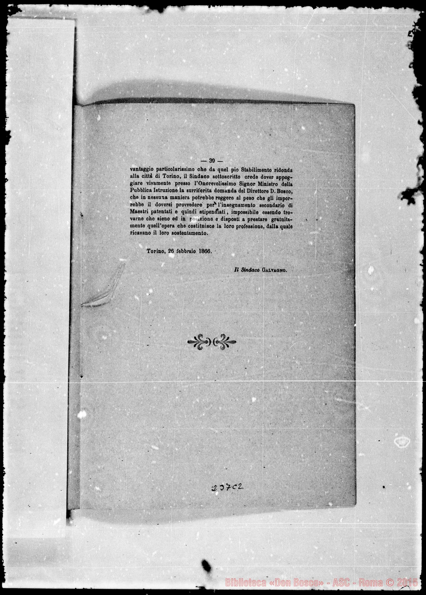 Fotogramma C 2 — «L’Oratorio… Ospizio di Beneficenza…» Stampato. Bosco